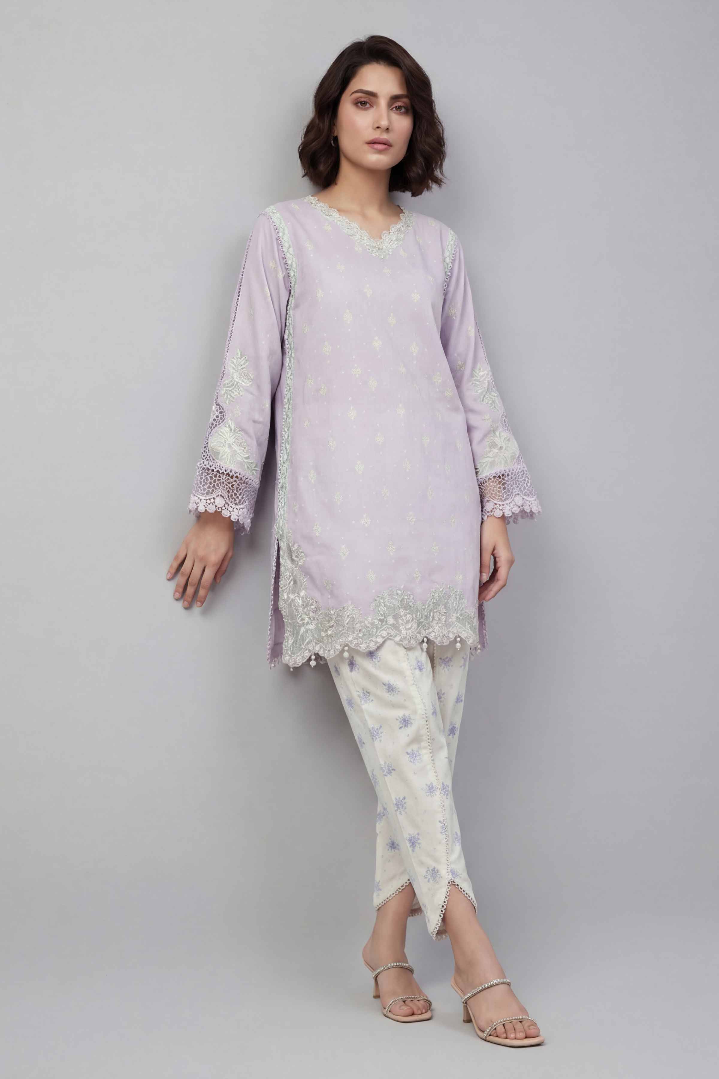 2 Piece - Printed Embroidered Suit - 42601667 Purple Lawn 2PC Embroidered