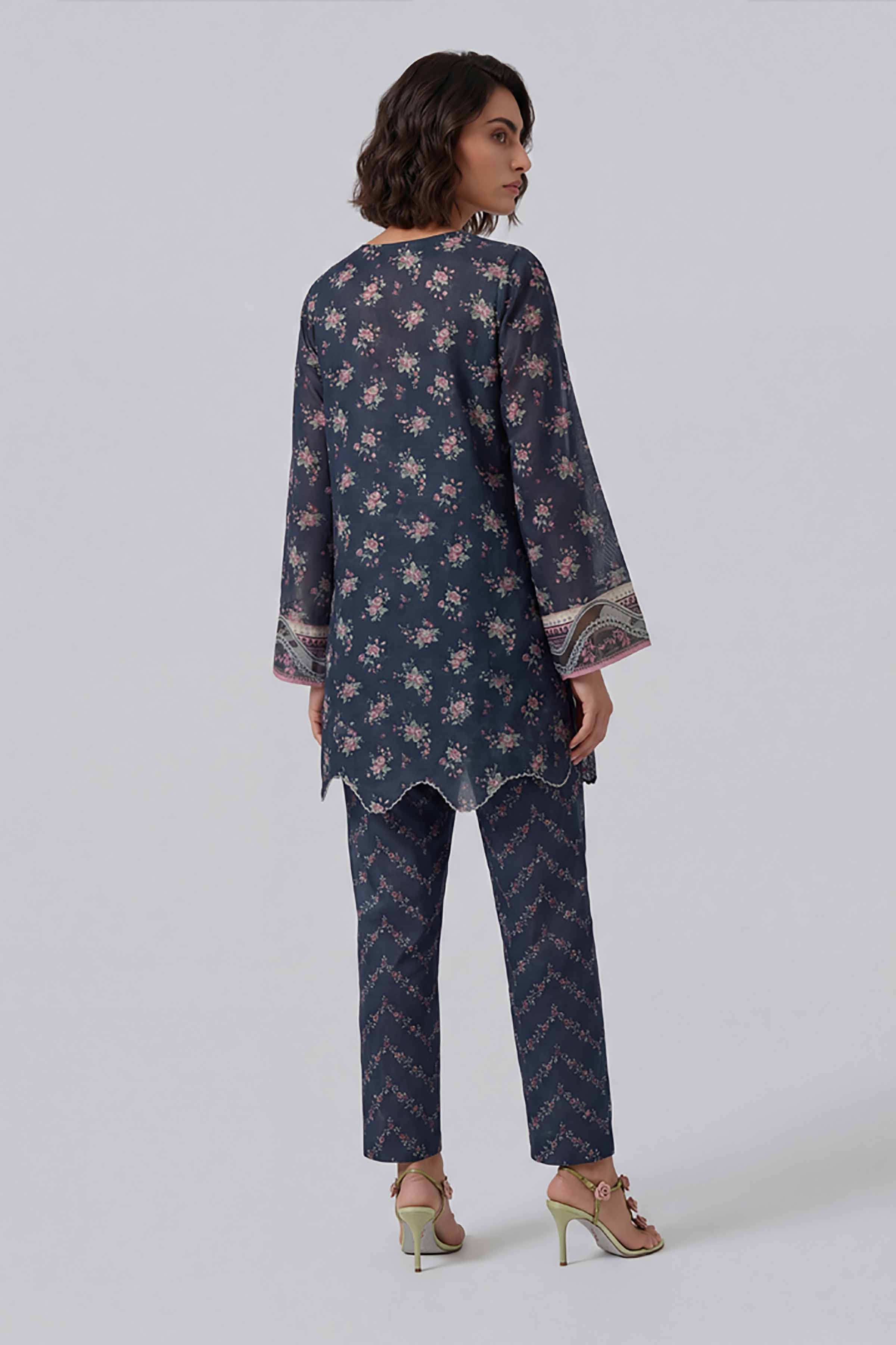 2 Piece - Printed Embroidered Suit - 42601670 Nishat UAE Blue Lawn 2PC Embroidered
