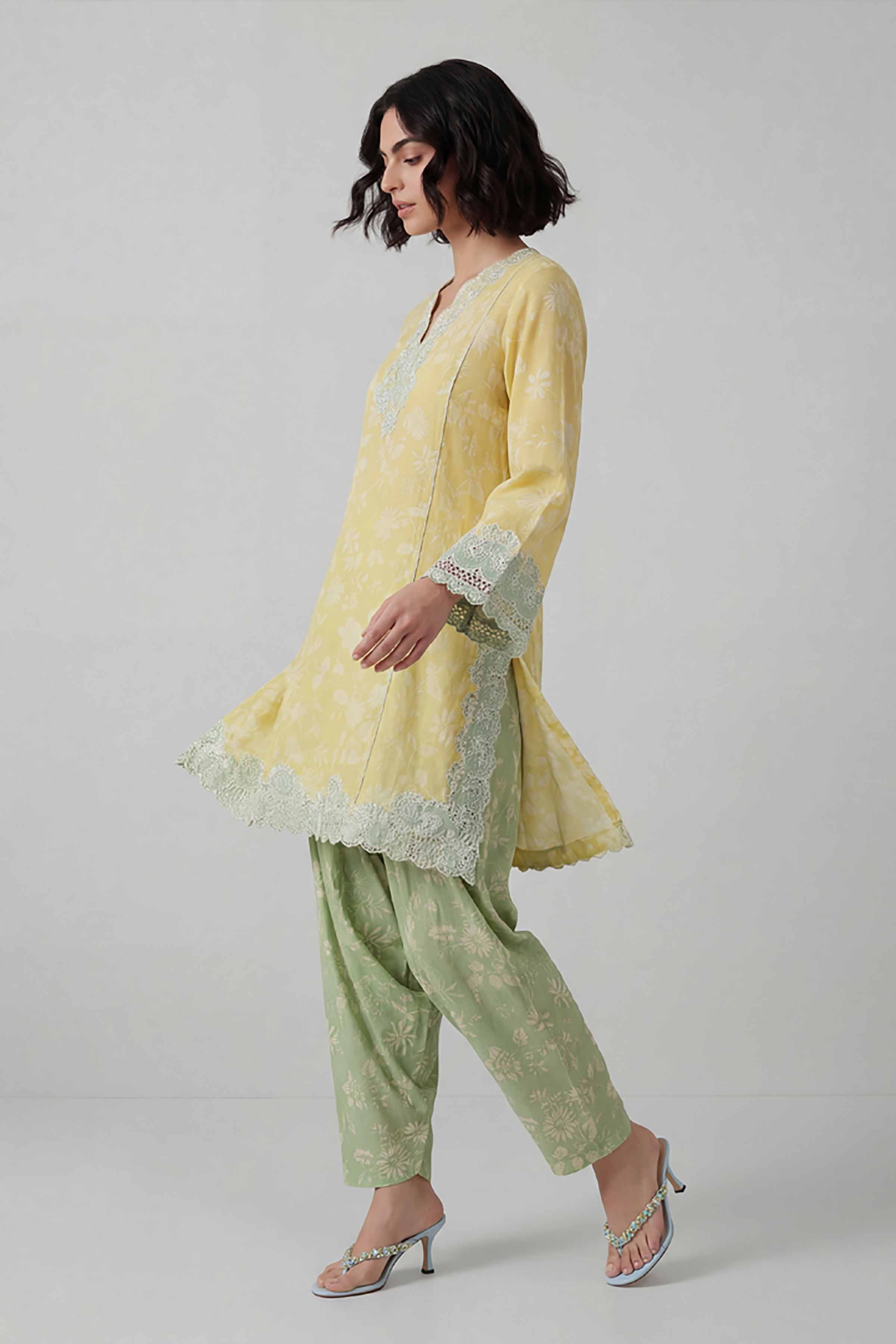 2 Piece - Printed Embroidered Suit - 42601671 Yellow Lawn 2PC Embroidered