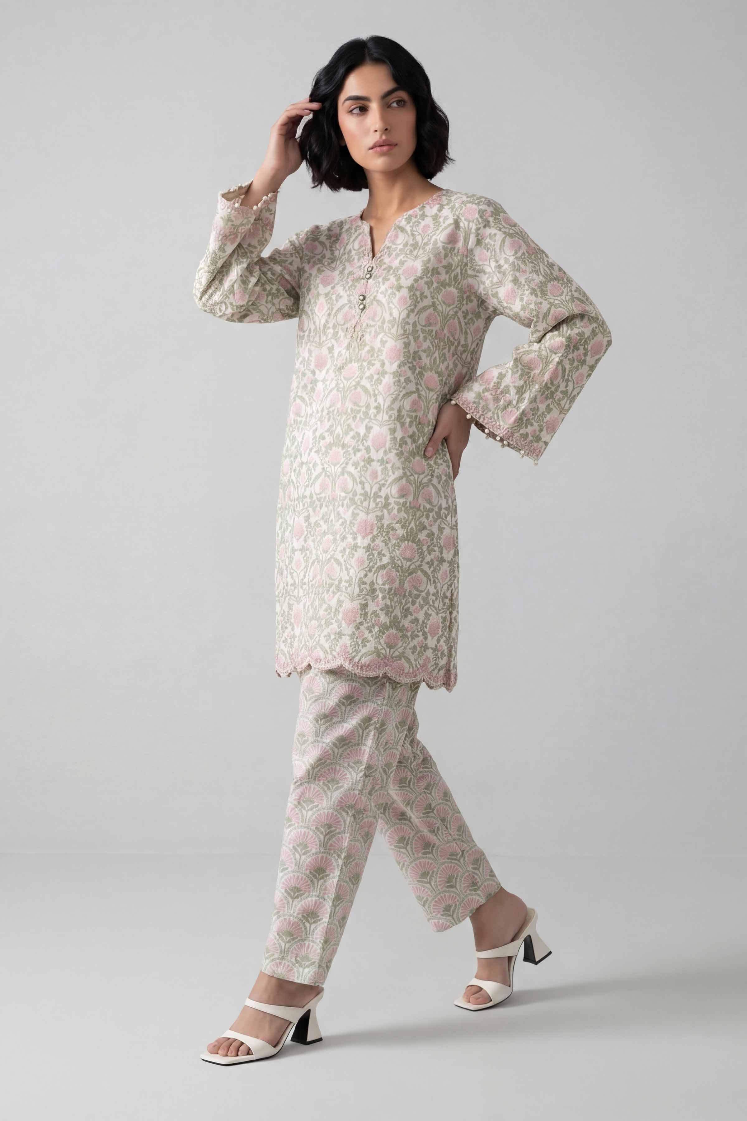 2 Piece - Printed Embroidered Suit - 42601672 Beige Lawn 2PC Embroidered