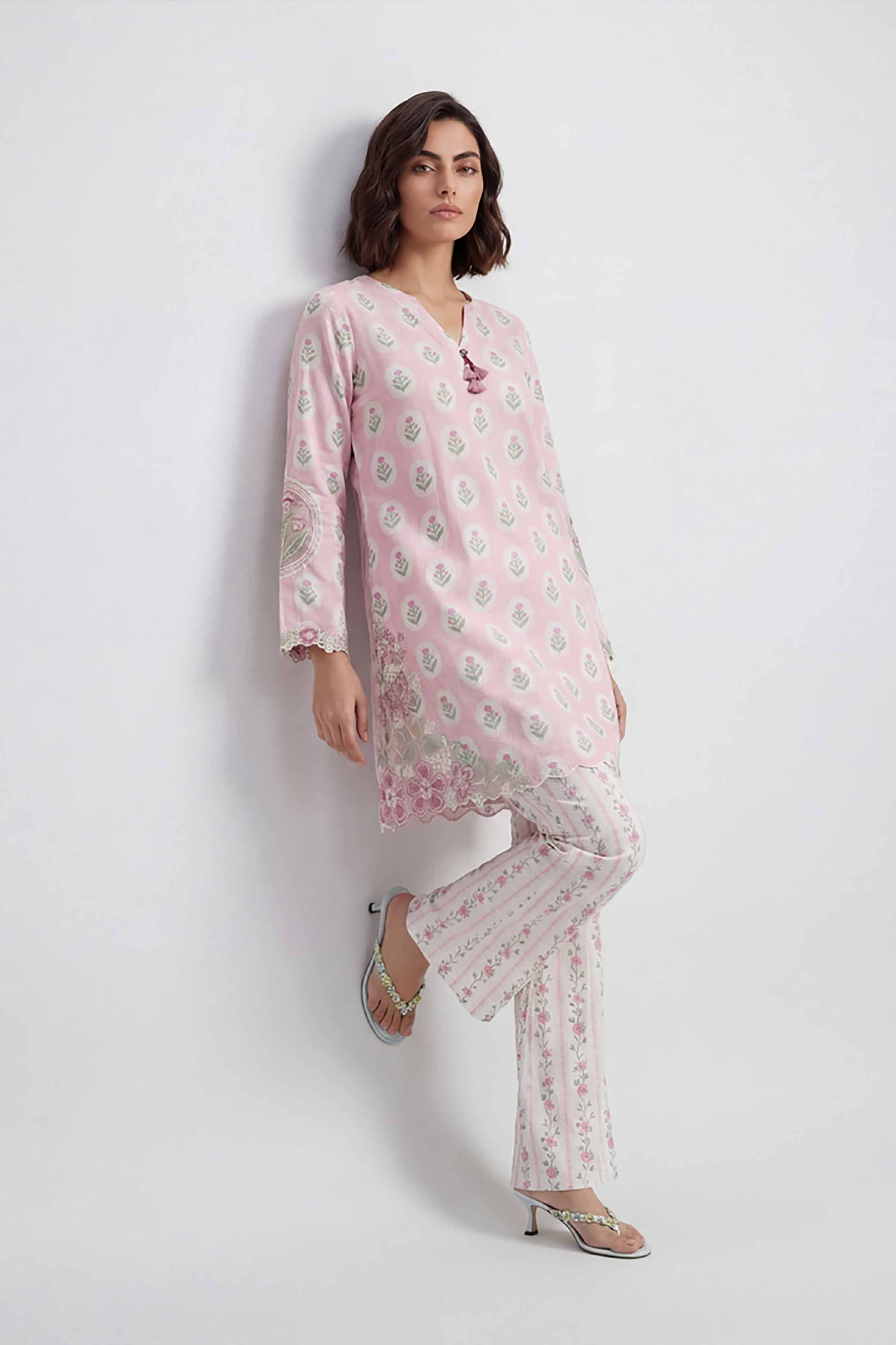 2 Piece - Printed Embroidered Suit - 42601673 Pink Lawn 2PC Embroidered