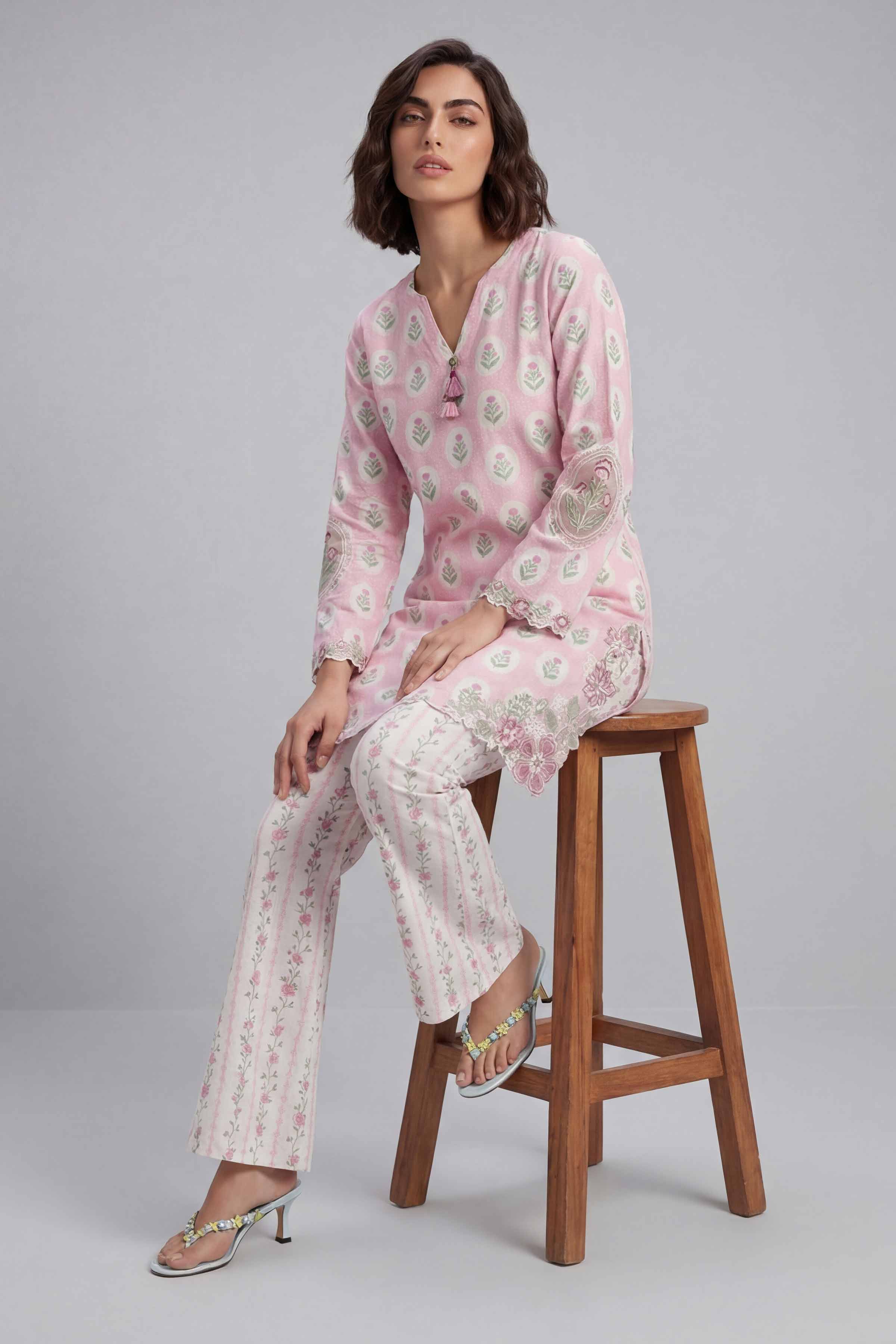 2 Piece - Printed Embroidered Suit - 42601673 Pink Lawn 2PC Embroidered