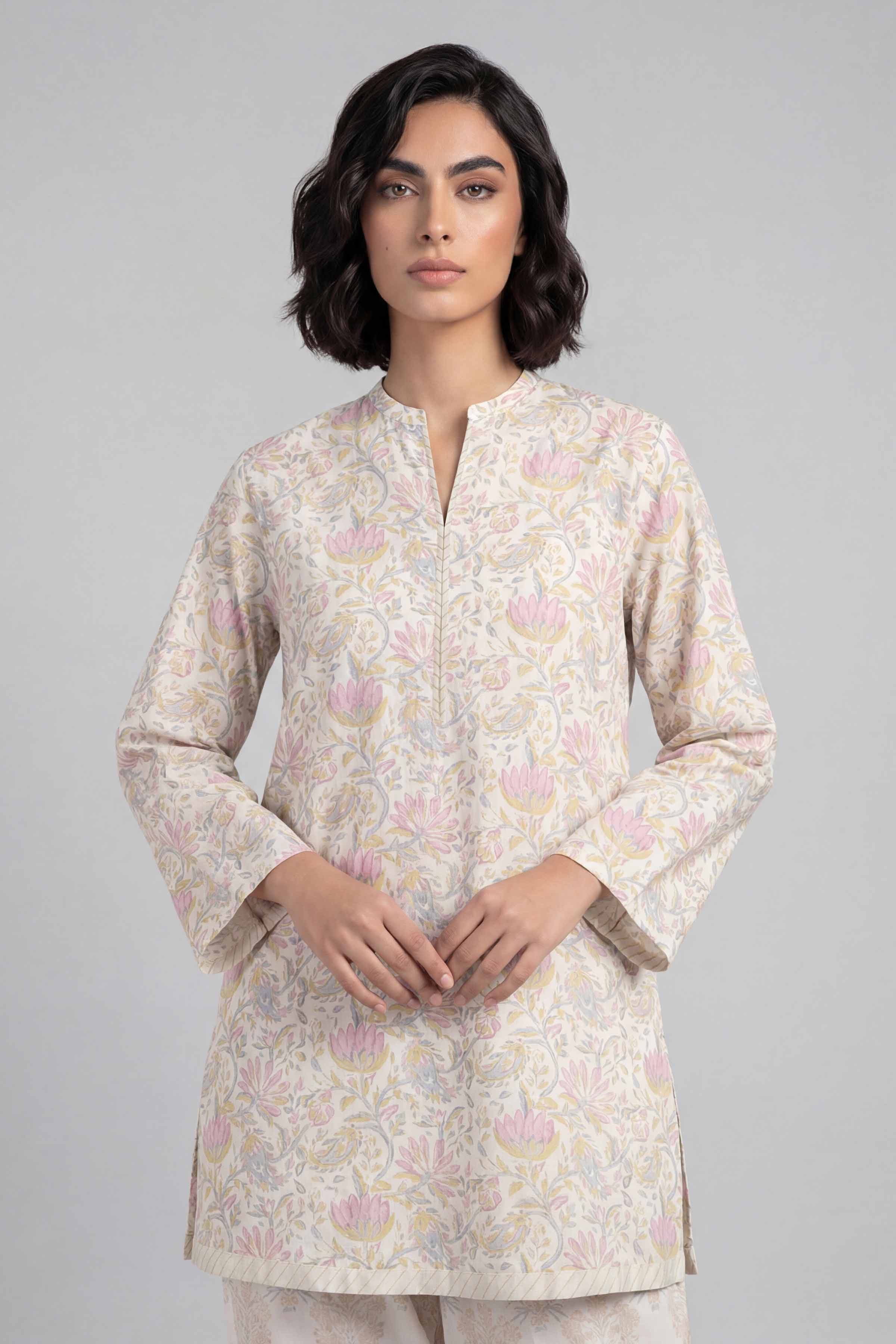 2 Piece - Printed Suit - 42601675 Cream Lawn 2PC Printed