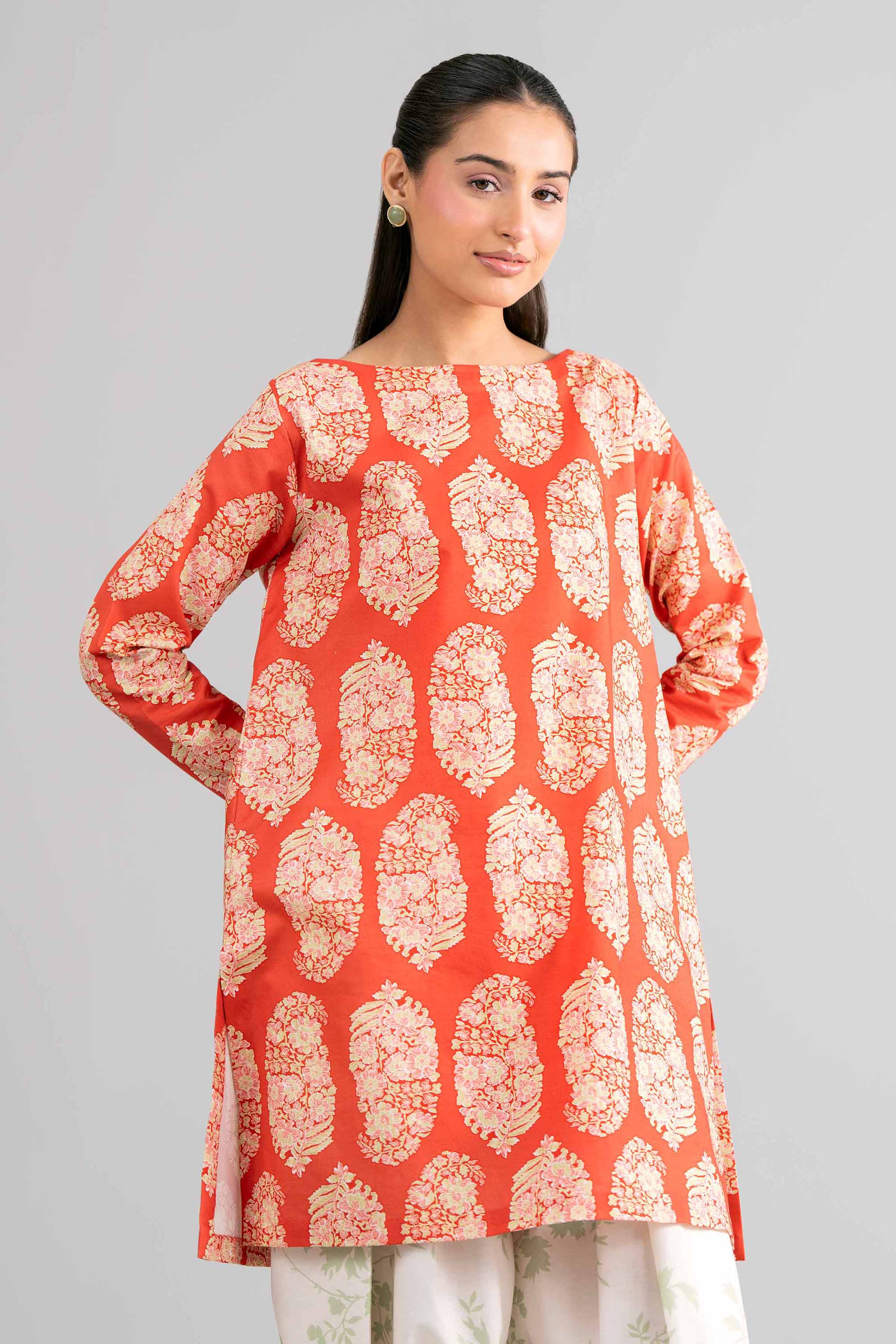 2 Piece - Printed Suit - 42601678 Orange Lawn 2PC Printed