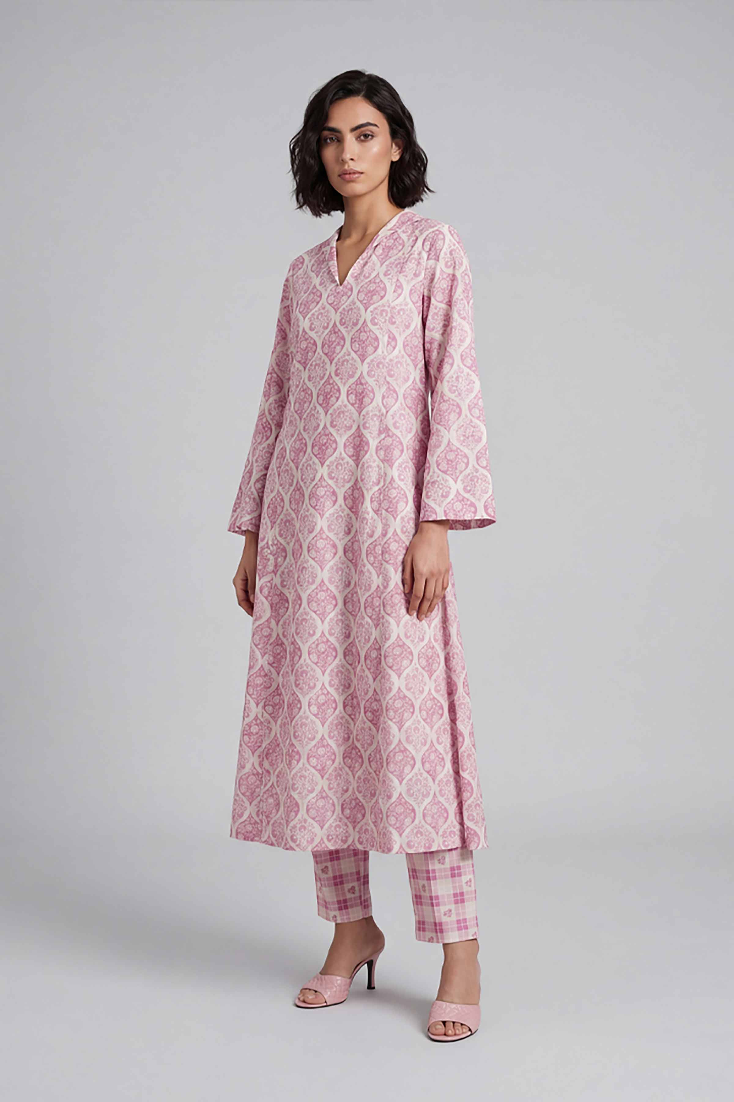 2 Piece - Printed Suit - 42601681 Pink Lawn 2PC Printed