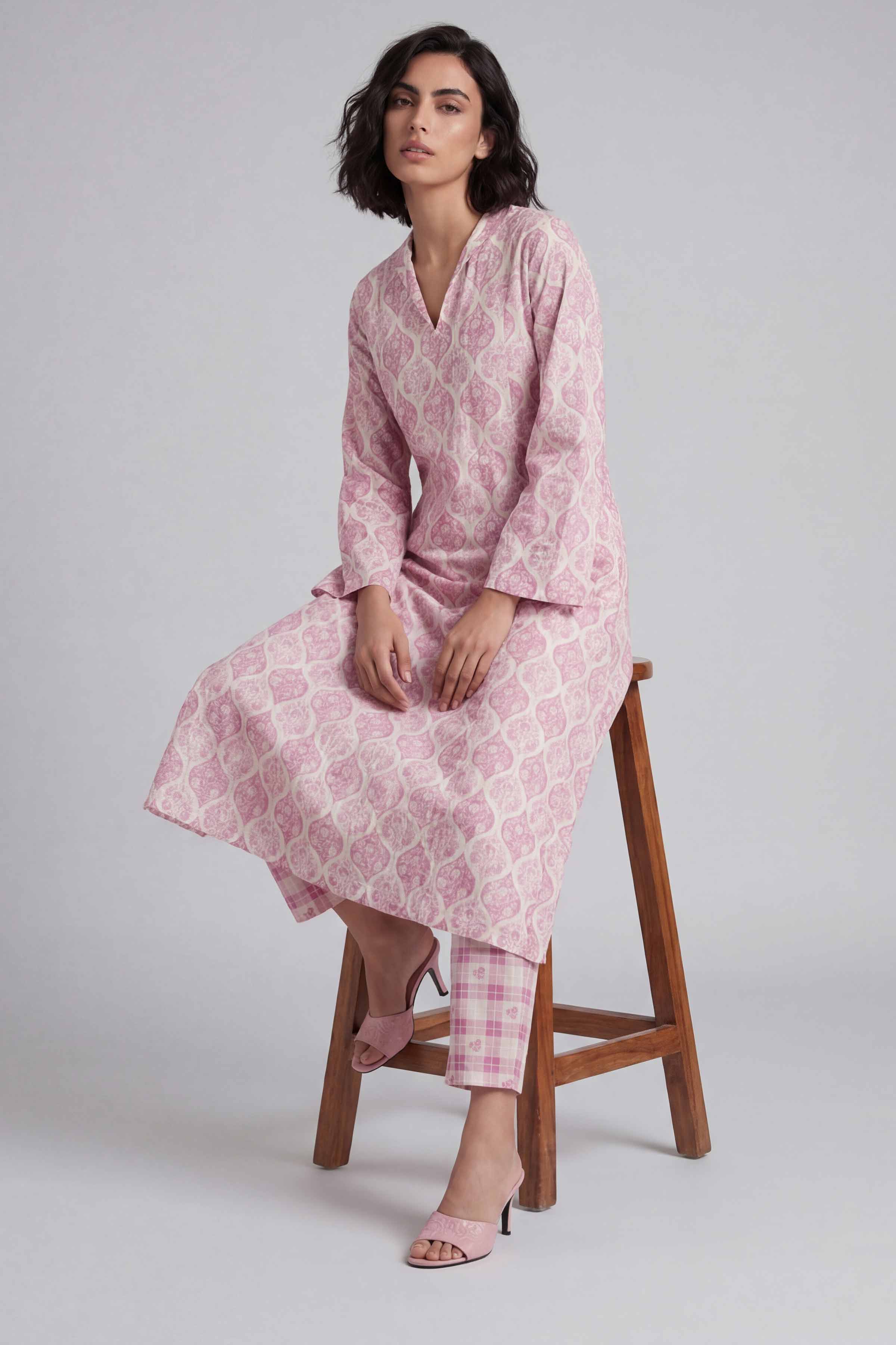 2 Piece - Printed Suit - 42601681 Pink Lawn 2PC Printed
