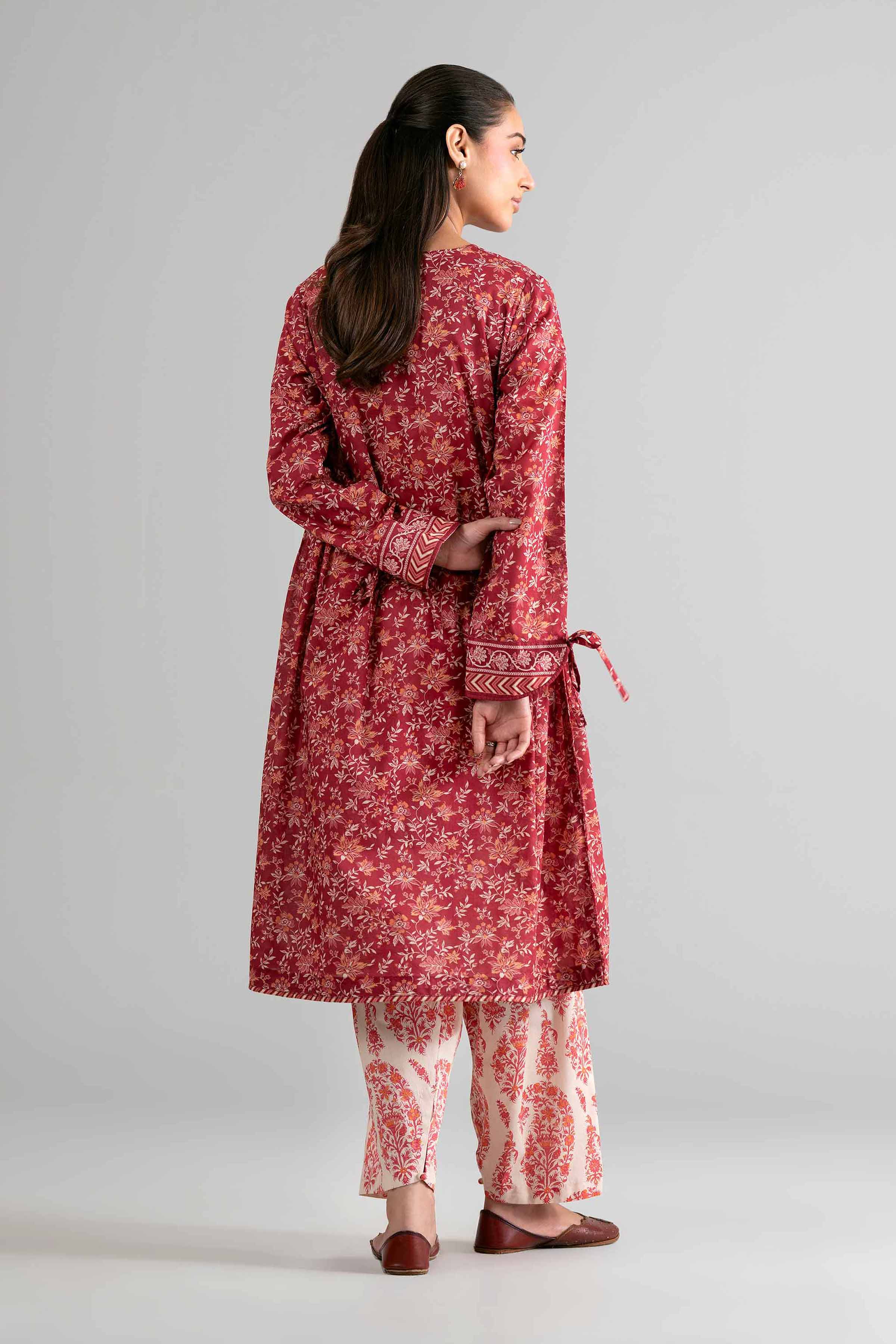 2 Piece - Printed Suit - 42601682 Maroon Lawn 2PC Printed