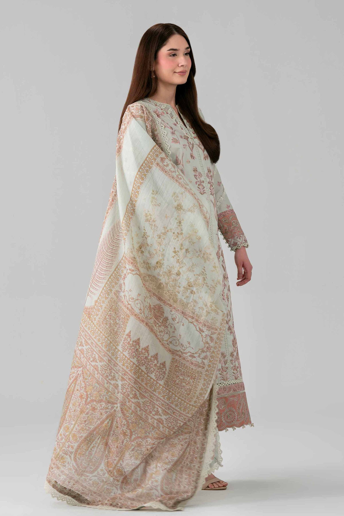 NISHAT UAE 3Pc Embroidered Unstitched Women Green Lawn Suit