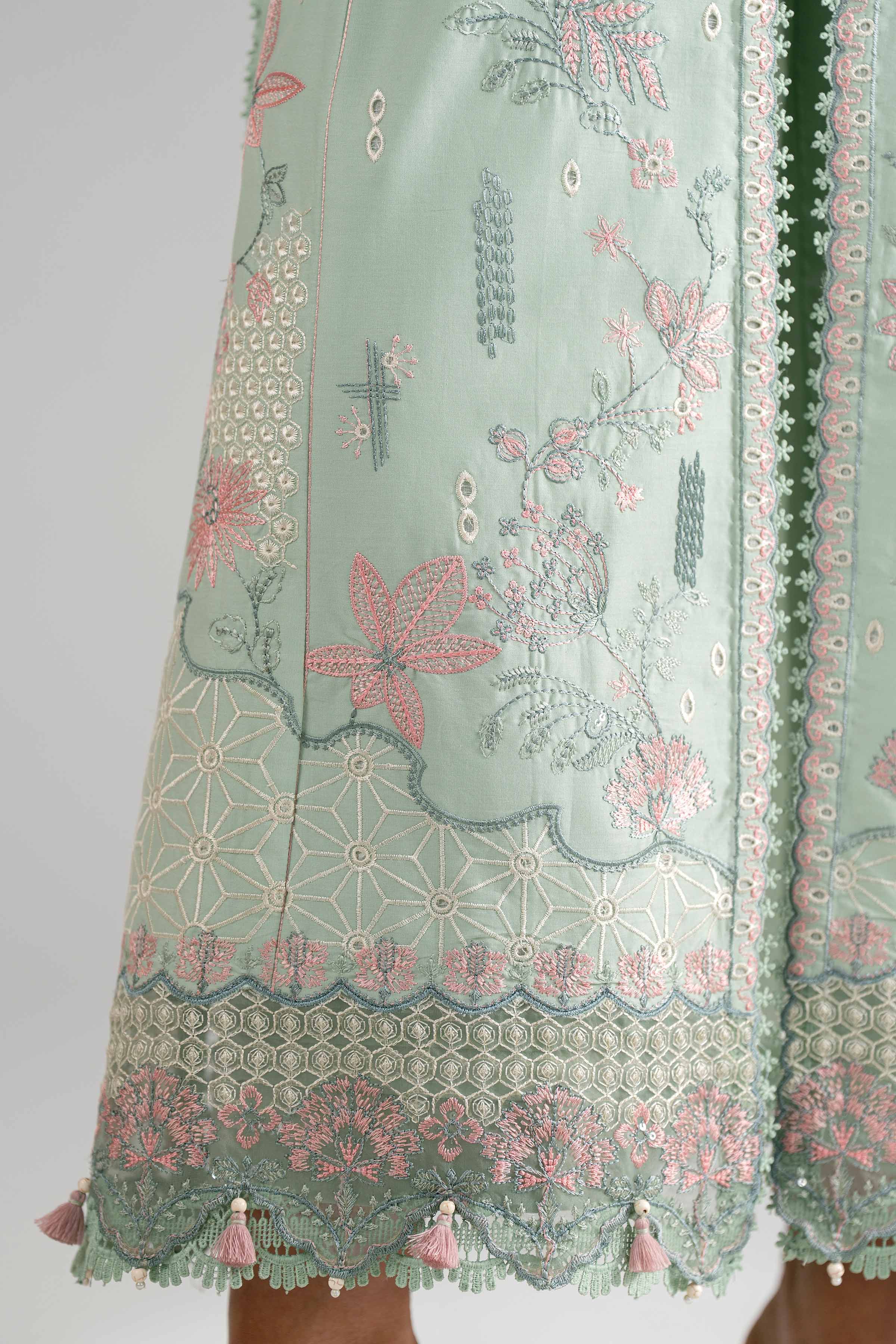 3 Piece - Digital Printed Embroidered Suit - 42601699 Green Lawn 3PC Embroidered