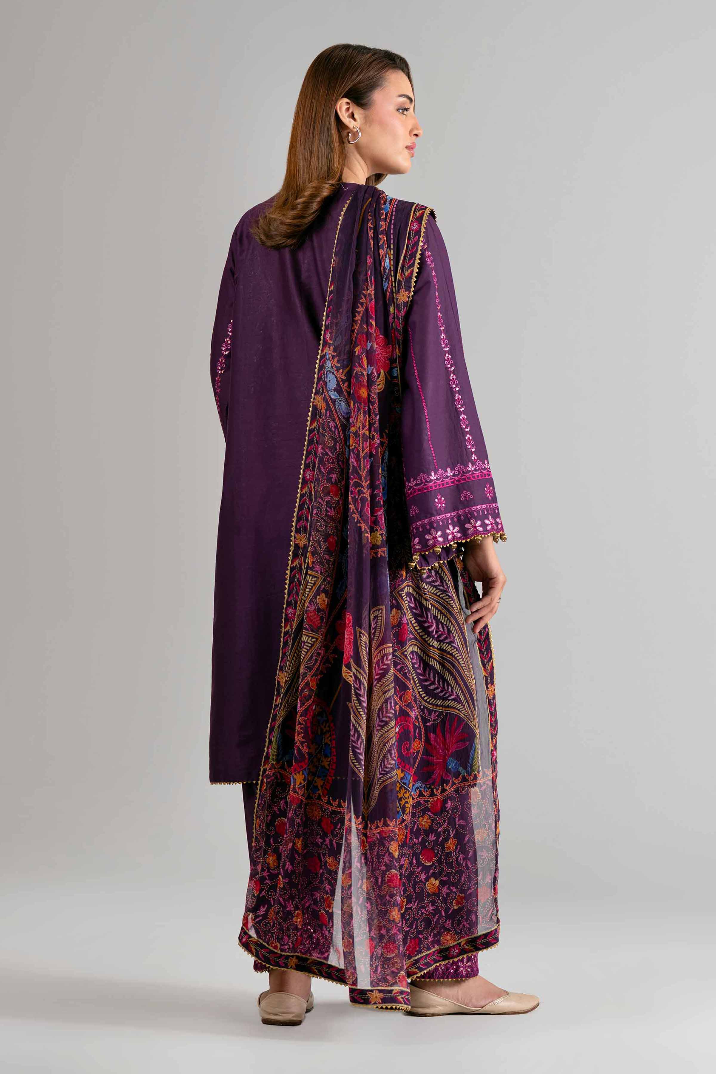 3 Piece - Digital Printed Embroidered Suit - 42601701 Purple Lawn 3PC Embroidered