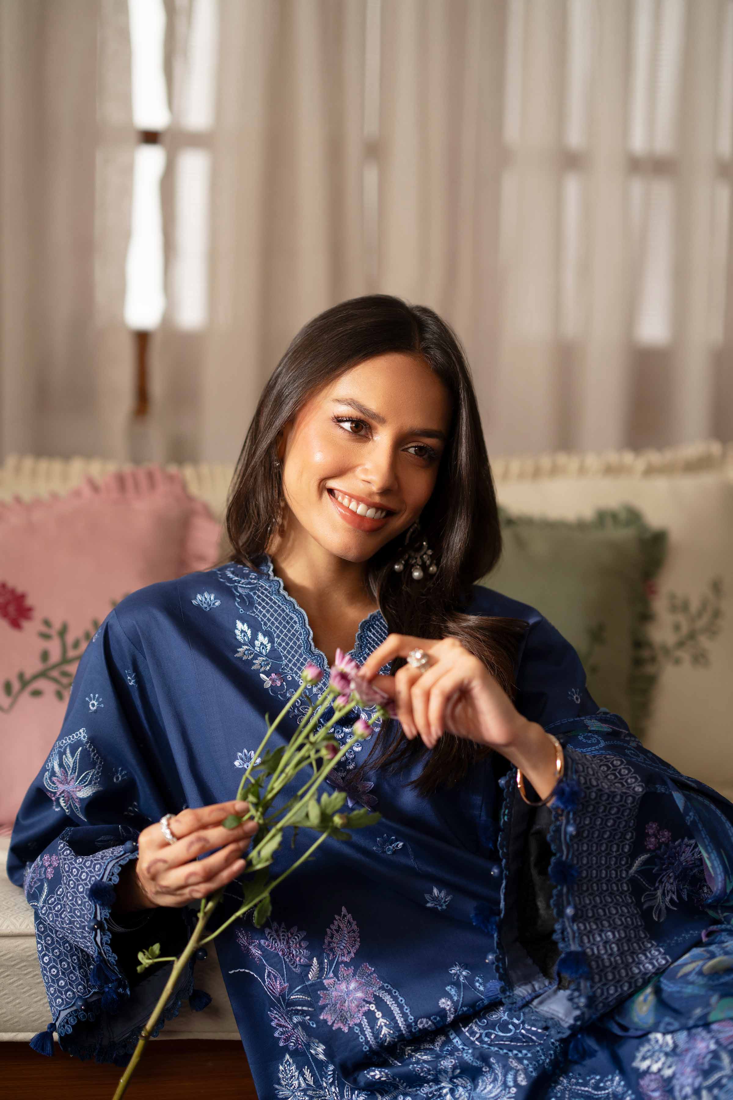 3 Piece - Digital Printed Embroidered Suit - 42601703 Blue Lawn 3PC Embroidered