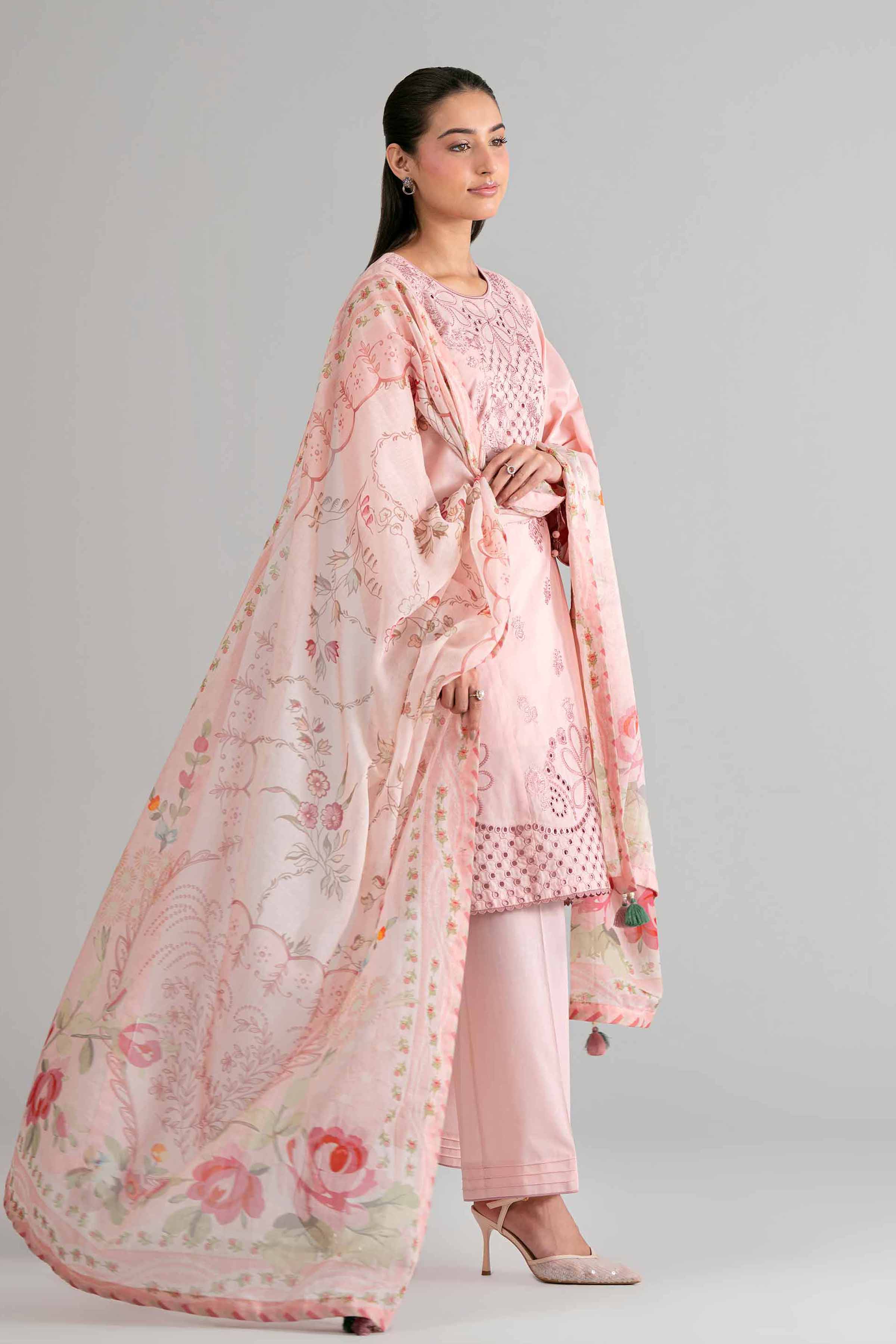 3 Piece - Digital Printed Embroidered Suit - 42601704 Pink Lawn 3PC Embroidered