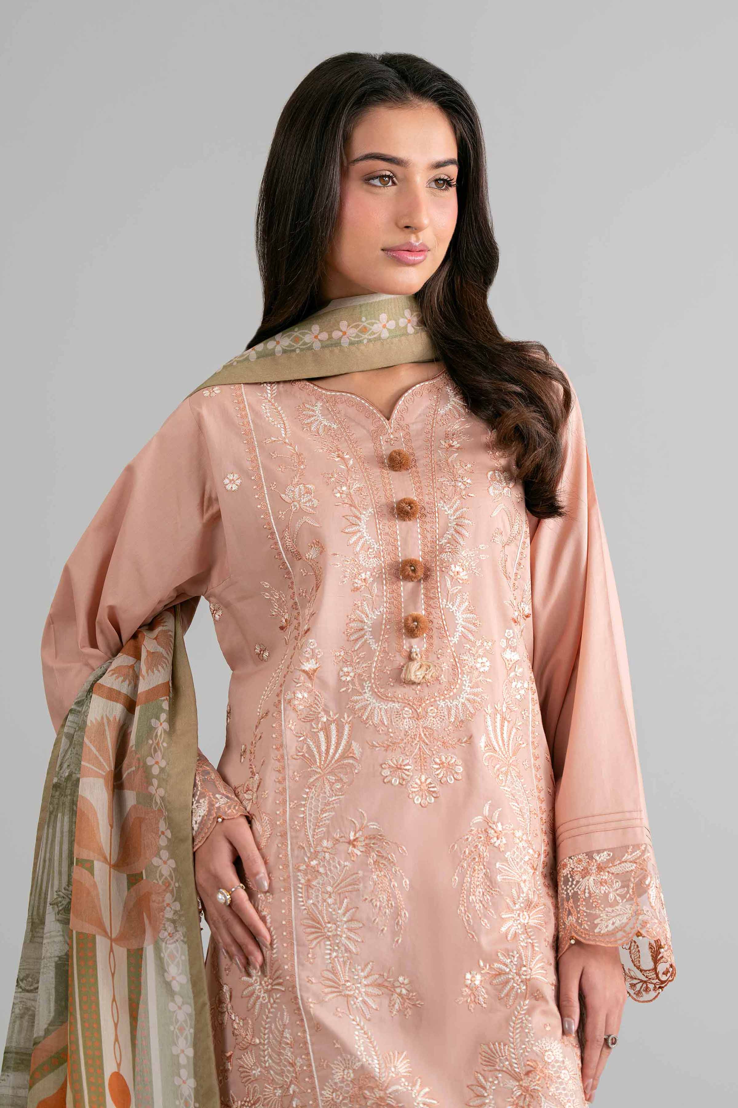 3 Piece - Digital Printed Embroidered Suit - 42601705 Pink Lawn 3PC Embroidered