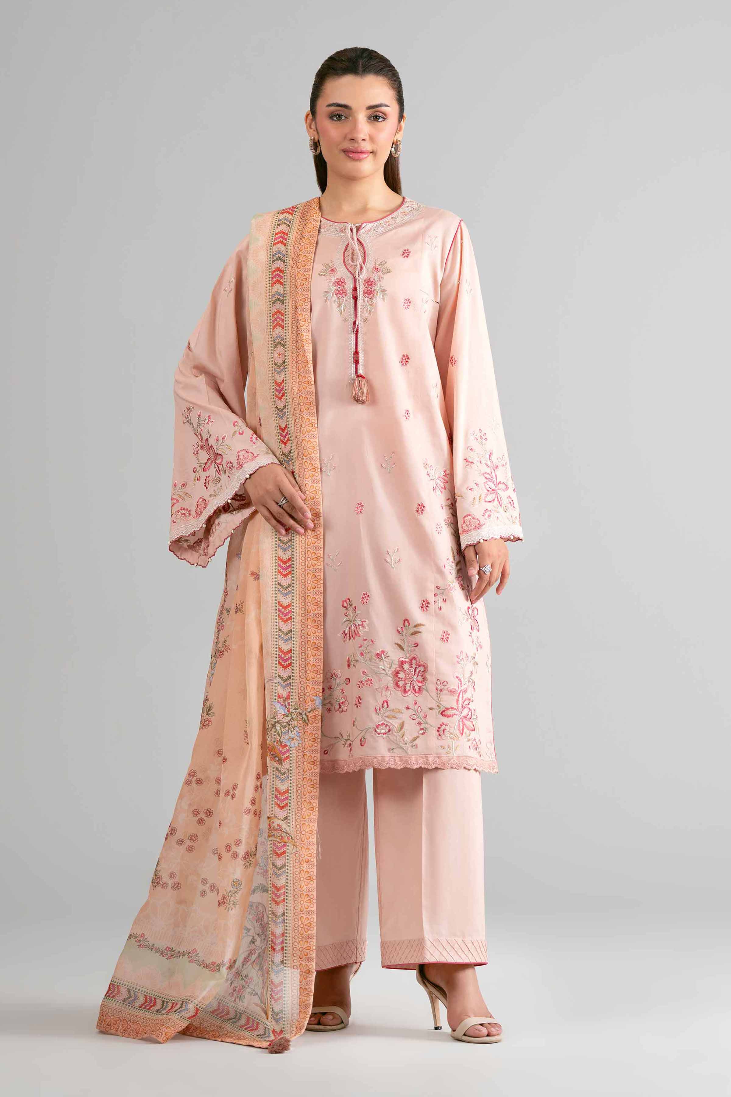 3 Piece - Digital Printed Embroidered Suit - 42601713 Pink Lawn 3PC Embroidered