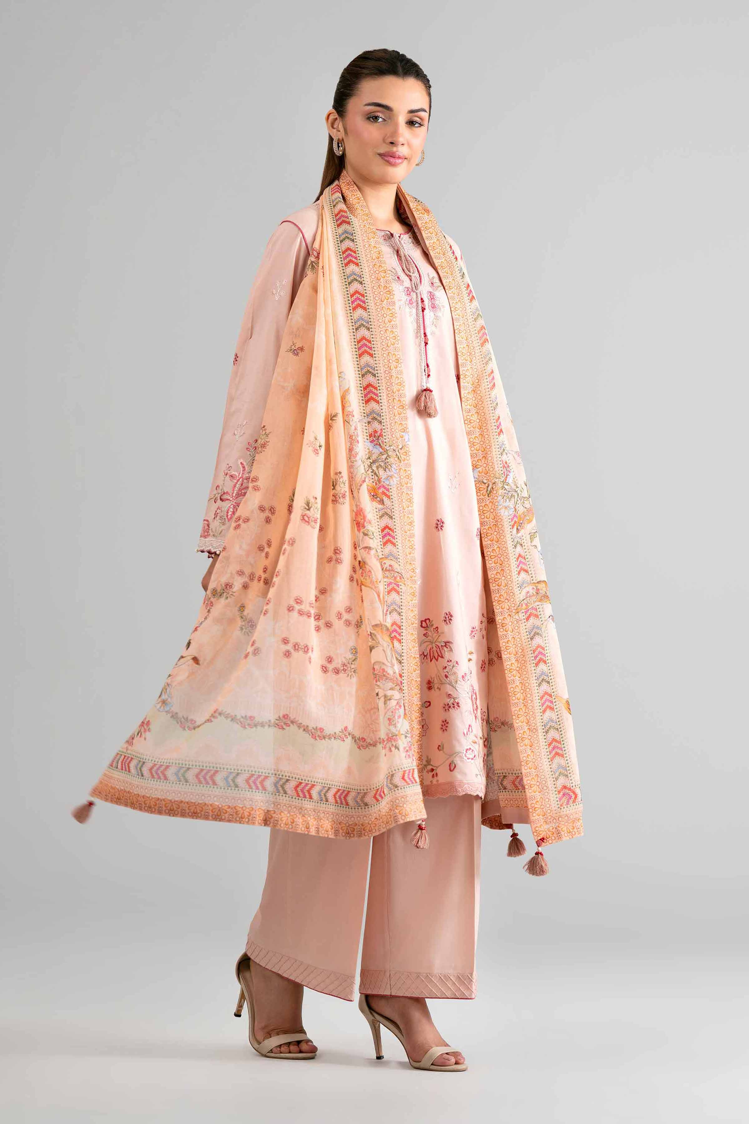 3 Piece - Digital Printed Embroidered Suit - 42601713 Pink Lawn 3PC Embroidered