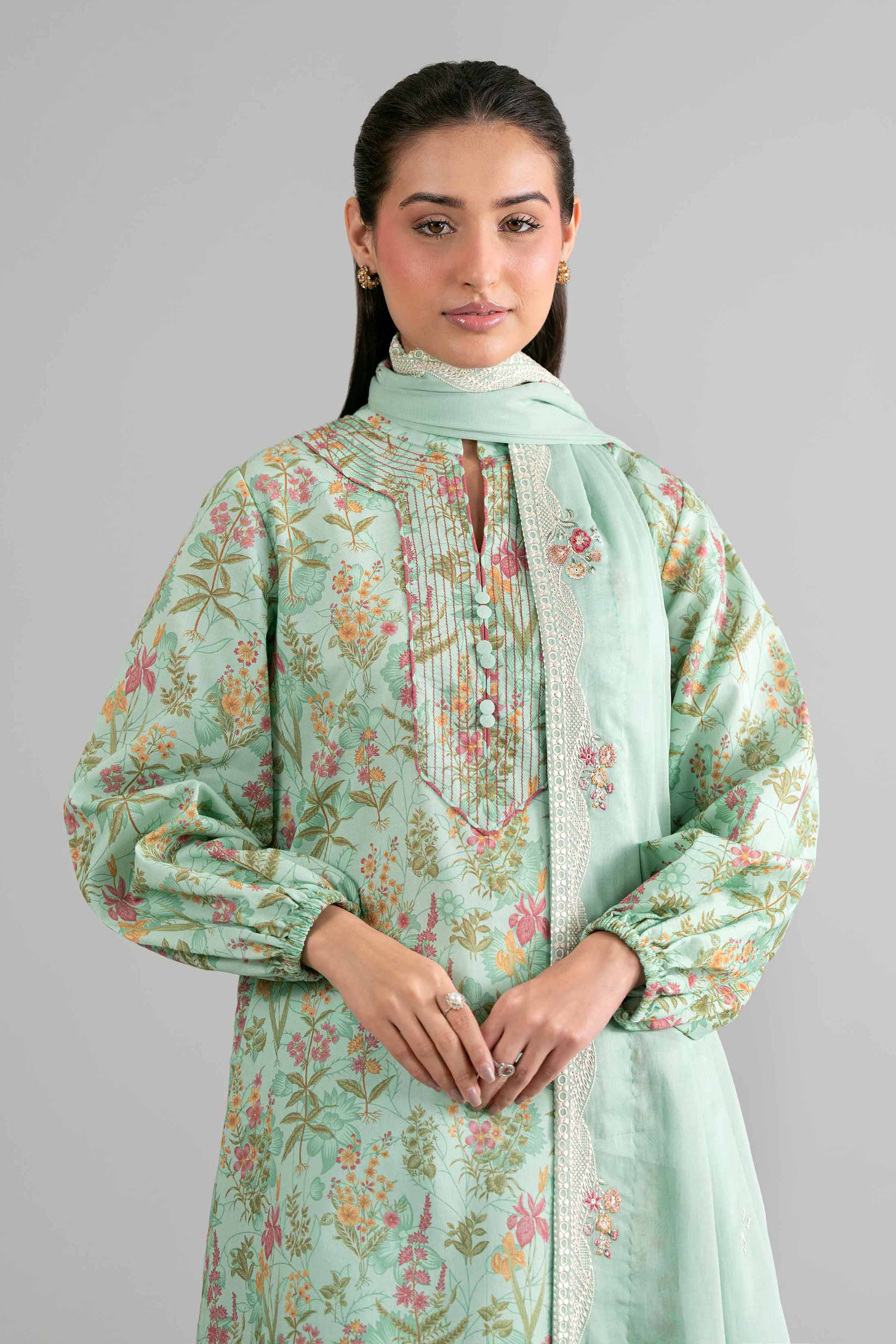 3 Piece - Printed Embroidered Suit - 42601721 Nishat UAE  Lawn 3PC Embroidered