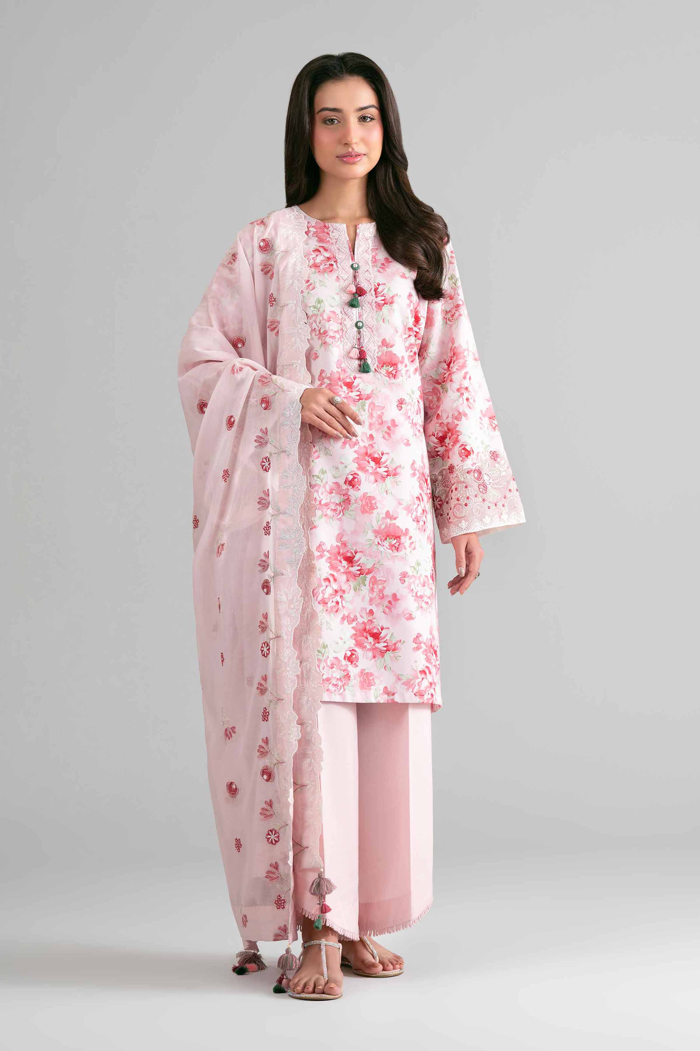 3 Piece - Printed Embroidered Suit - 42601724 Nishat UAE Pink Lawn 3PC Embroidered
