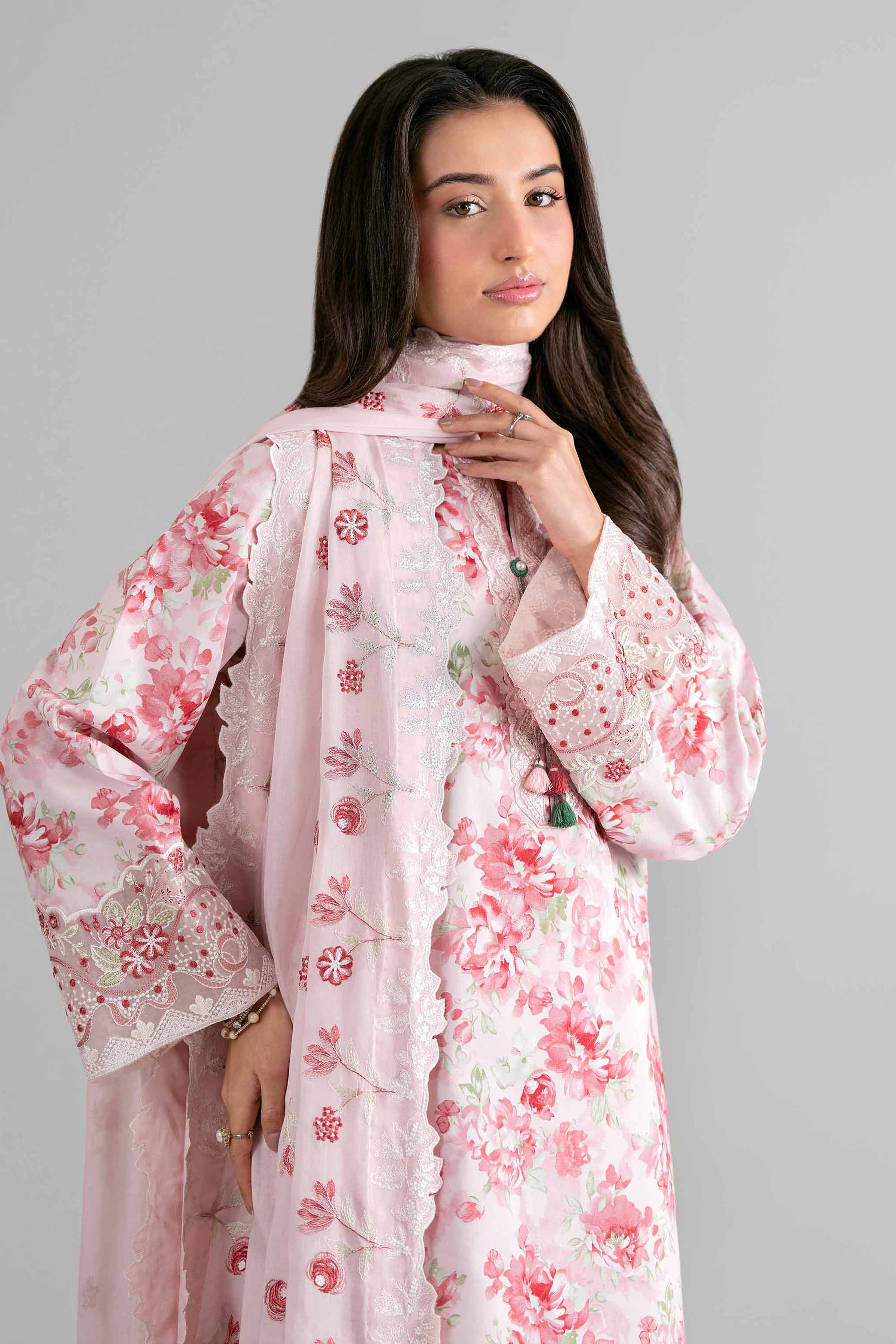 3 Piece - Printed Embroidered Suit - 42601724 Nishat UAE Pink Lawn 3PC Embroidered
