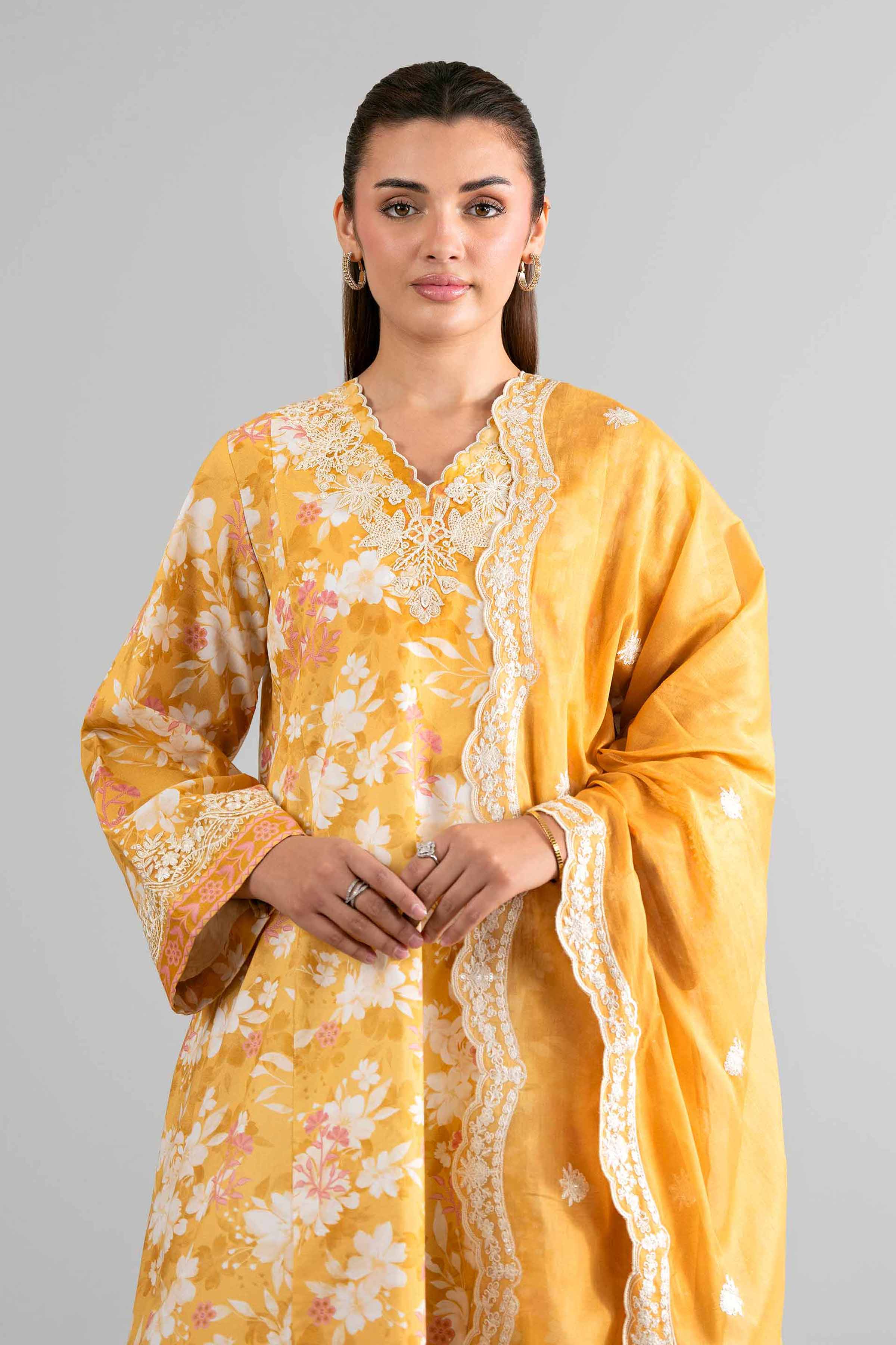 3 Piece - Printed Embroidered Suit - 42601726 Yellow Lawn 3PC Embroidered