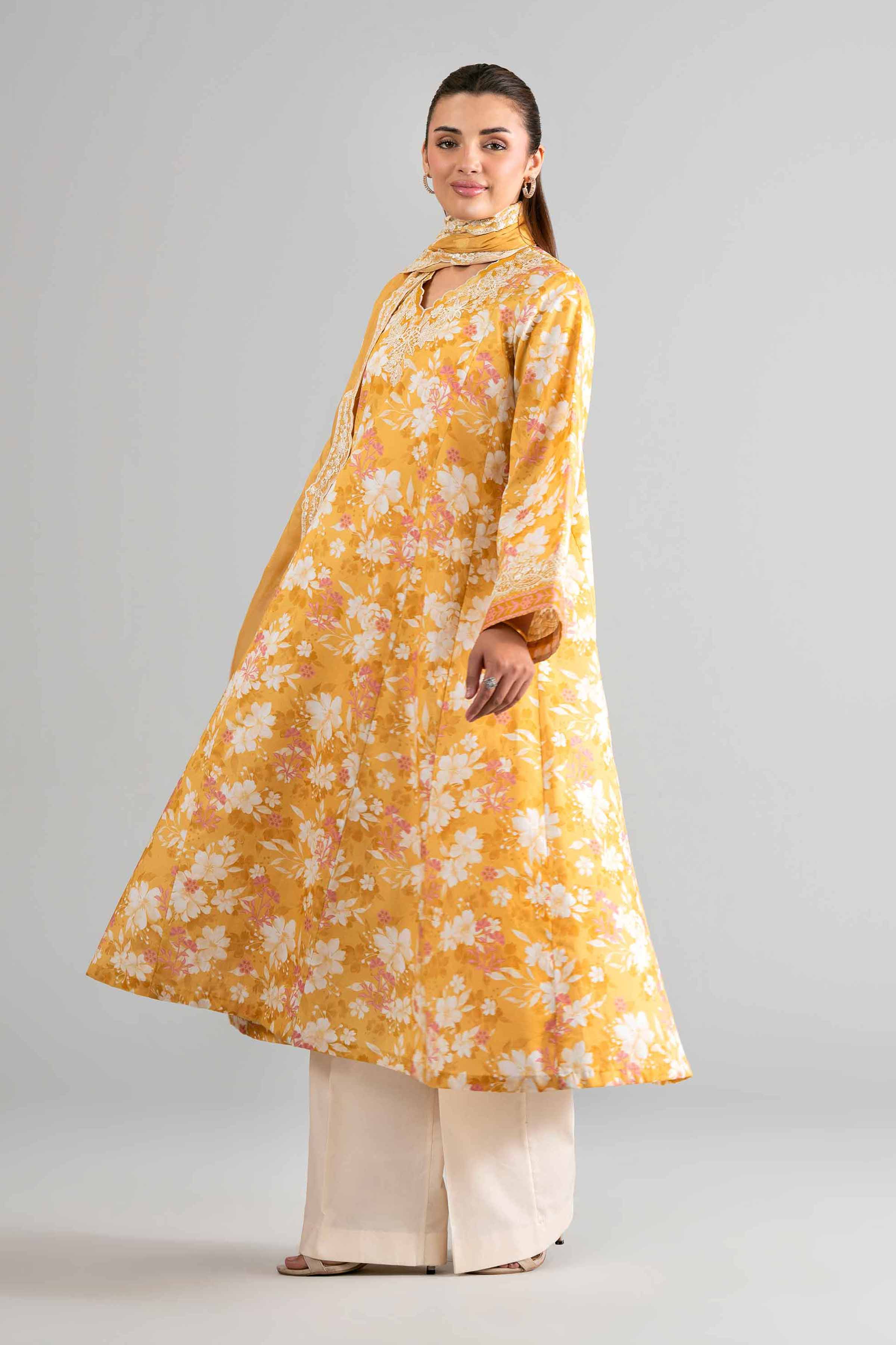 3 Piece - Printed Embroidered Suit - 42601726 Yellow Lawn 3PC Embroidered