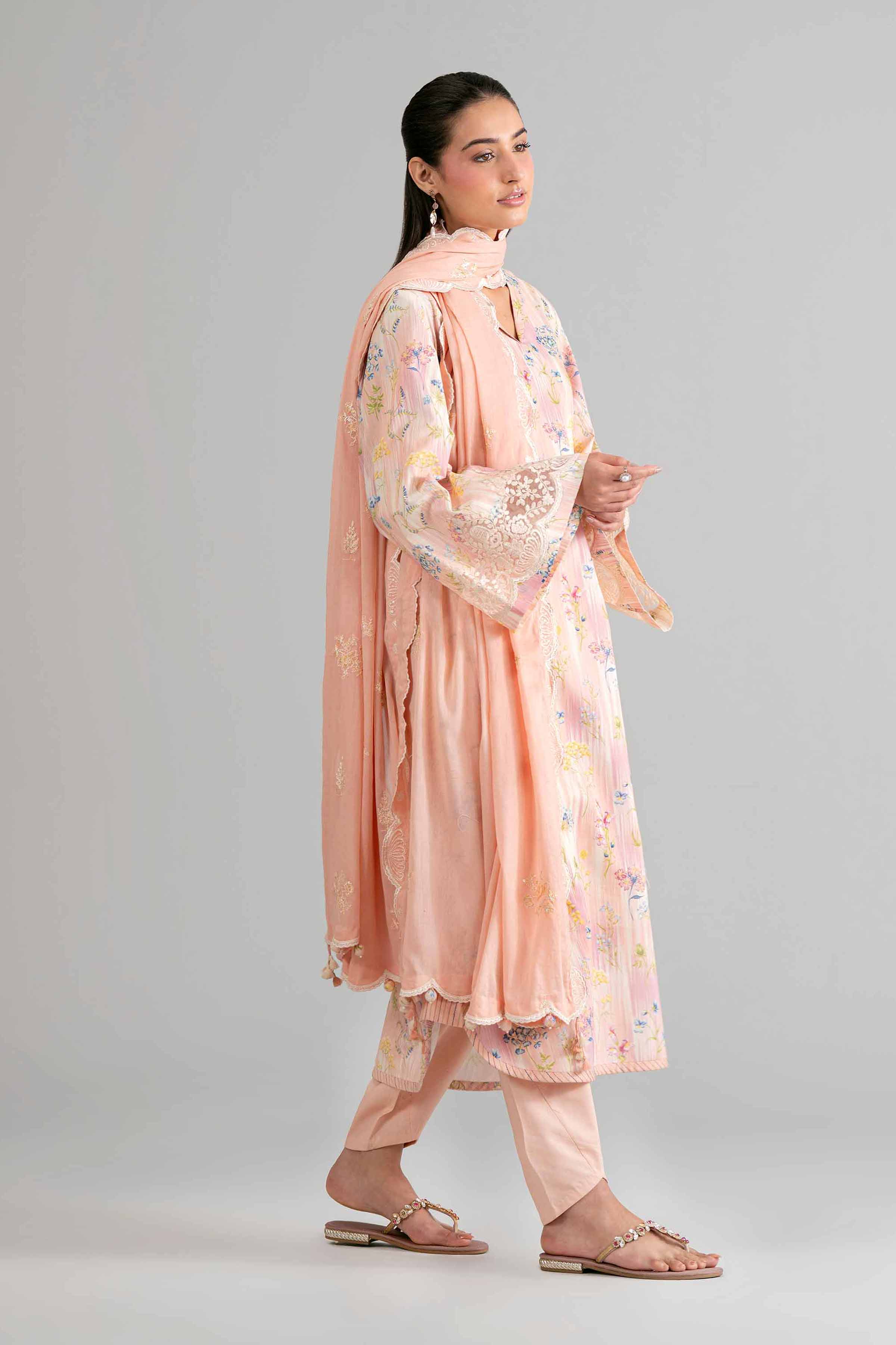3 Piece - Printed Embroidered Suit - 42601727 Pink Lawn 3PC Embroidered