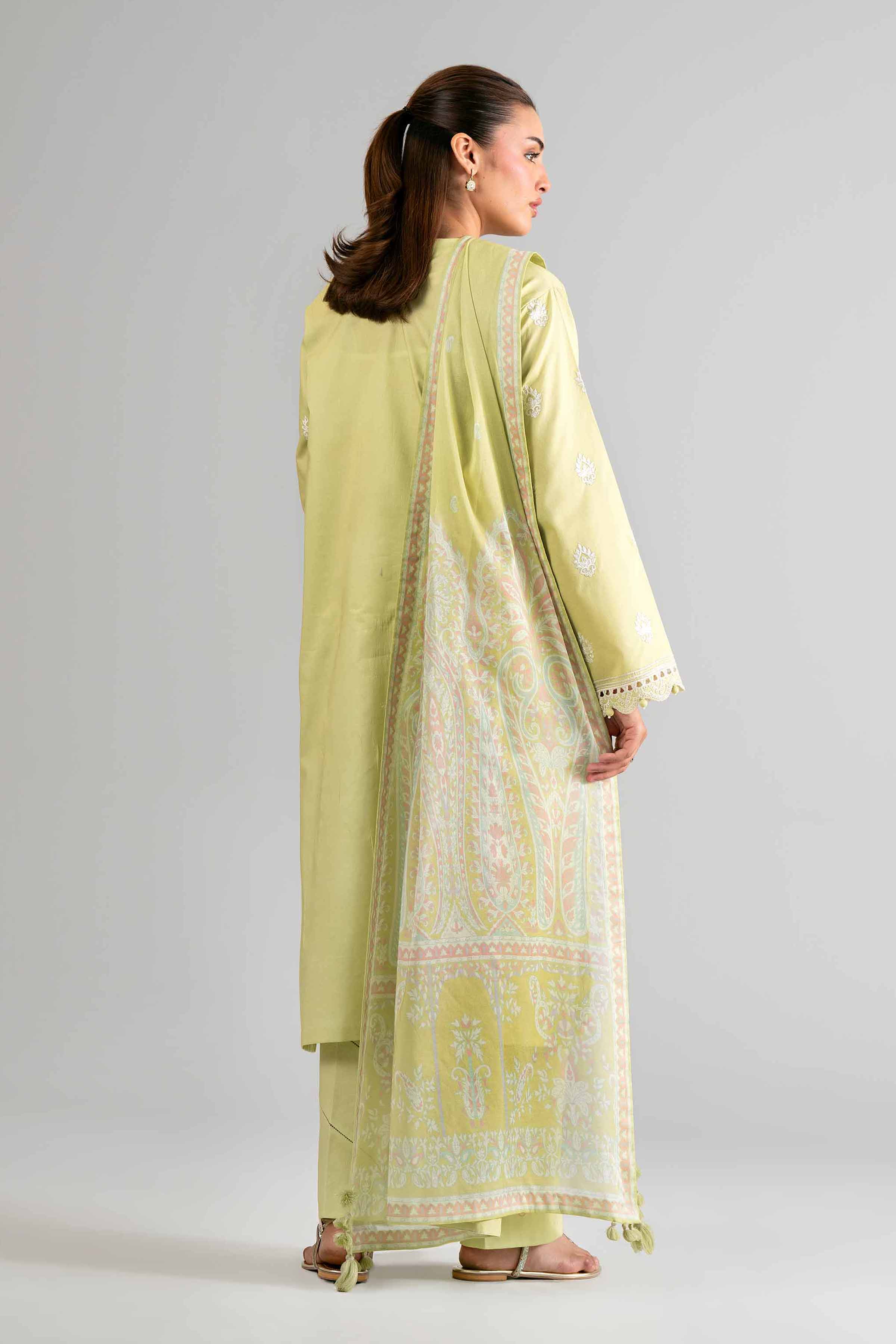 3 Piece - Digital Printed Embroidered Suit - 42601729 Green Lawn 3PC Embroidered
