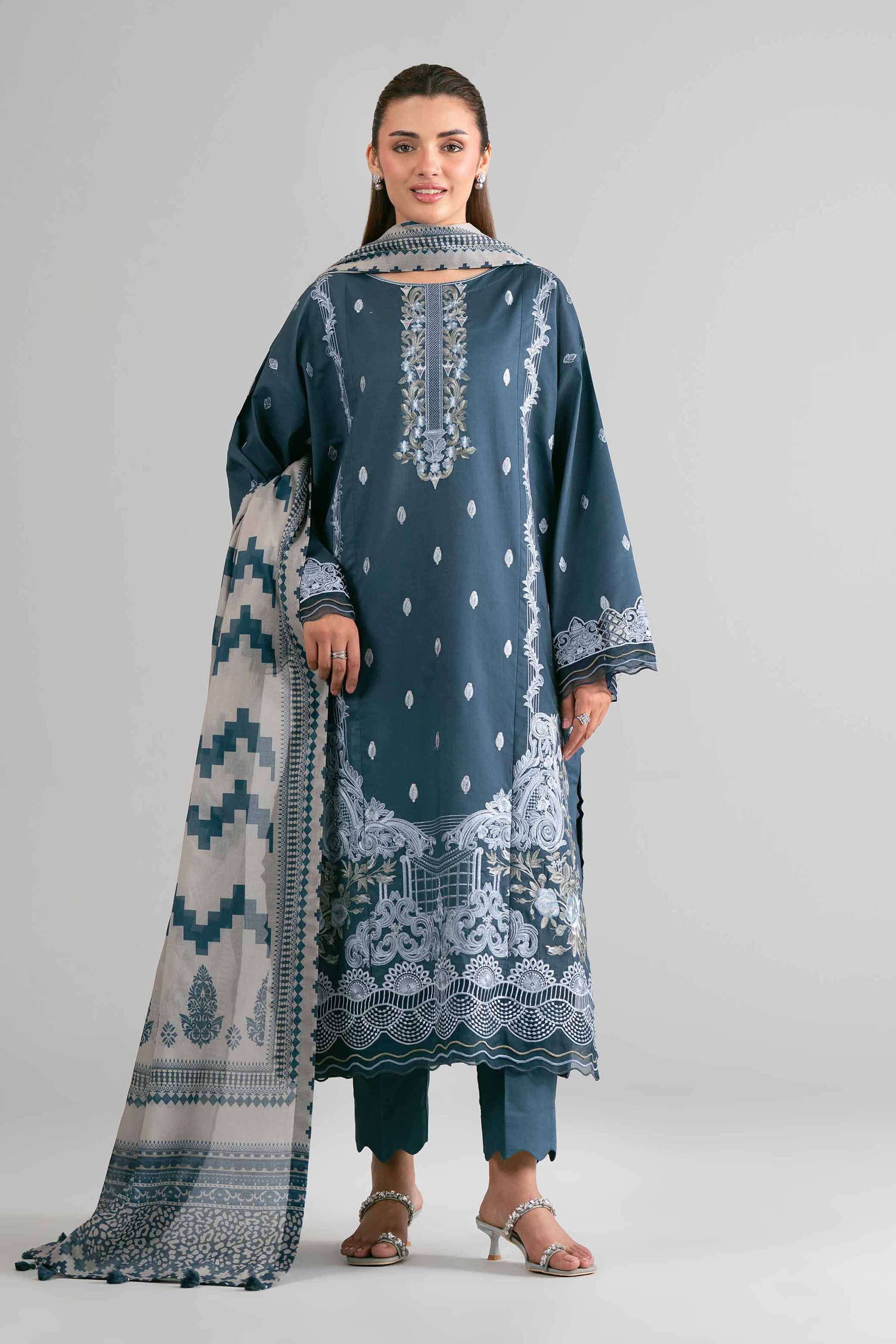 3 Piece - Digital Printed Embroidered Suit - 42601731 Nishat UAE  Lawn 3PC Embroidered