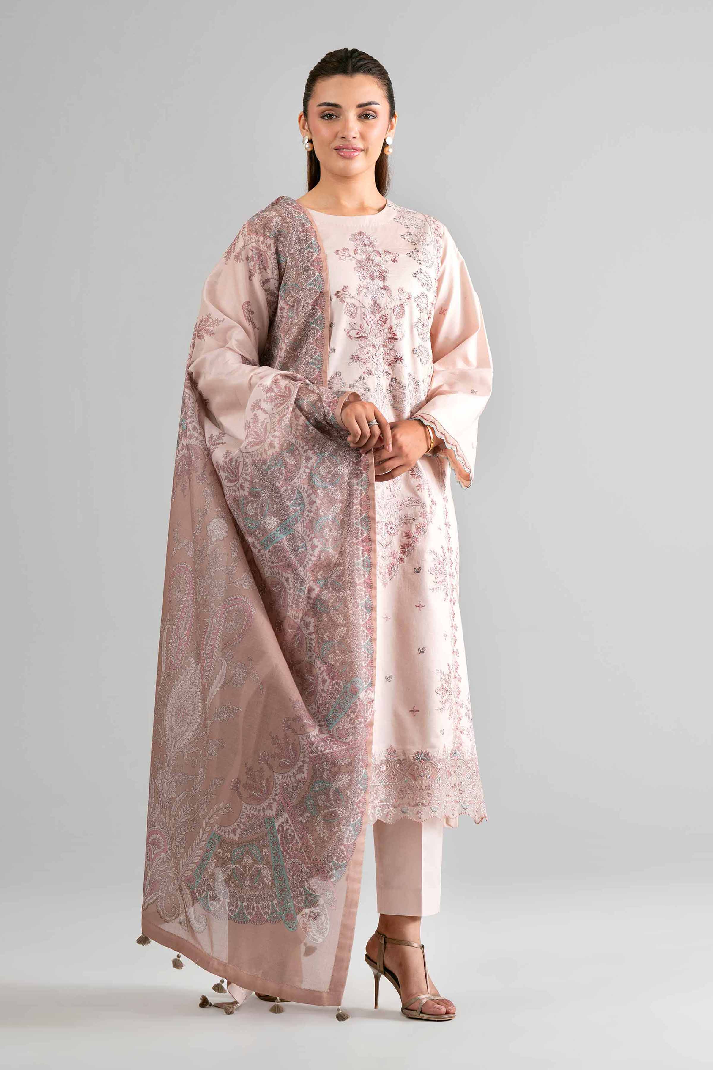 3 Piece - Digital Printed Embroidered Suit - 42601732 Pink Lawn 3PC Embroidered