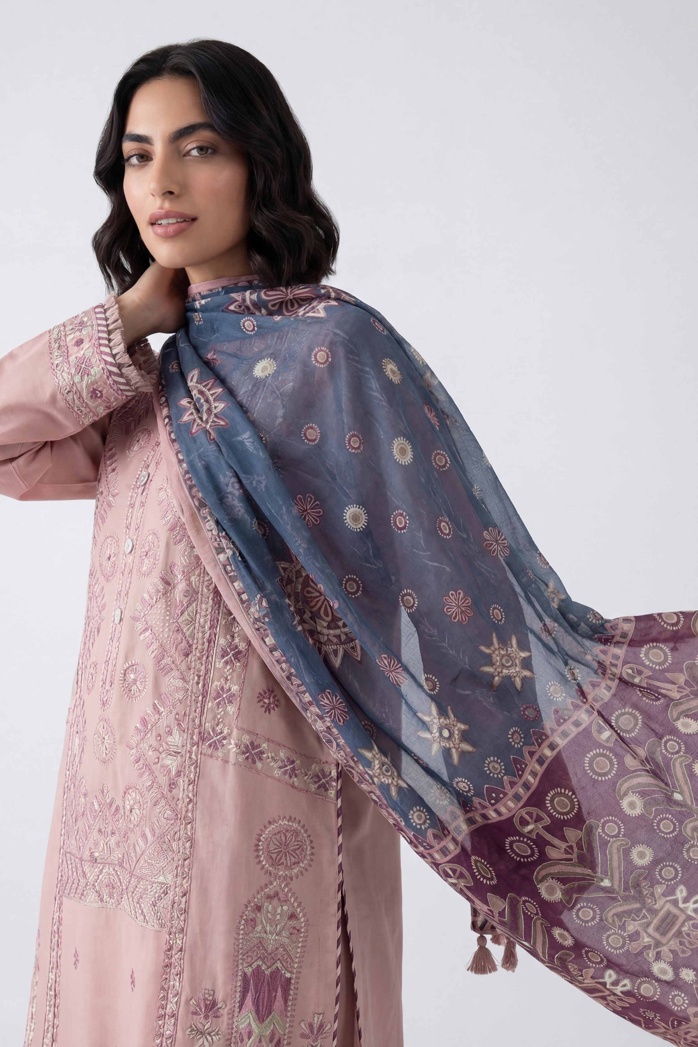 3 Piece - Digital Printed Embroidered Suit - 42601734 Pink Lawn 3PC Embroidered