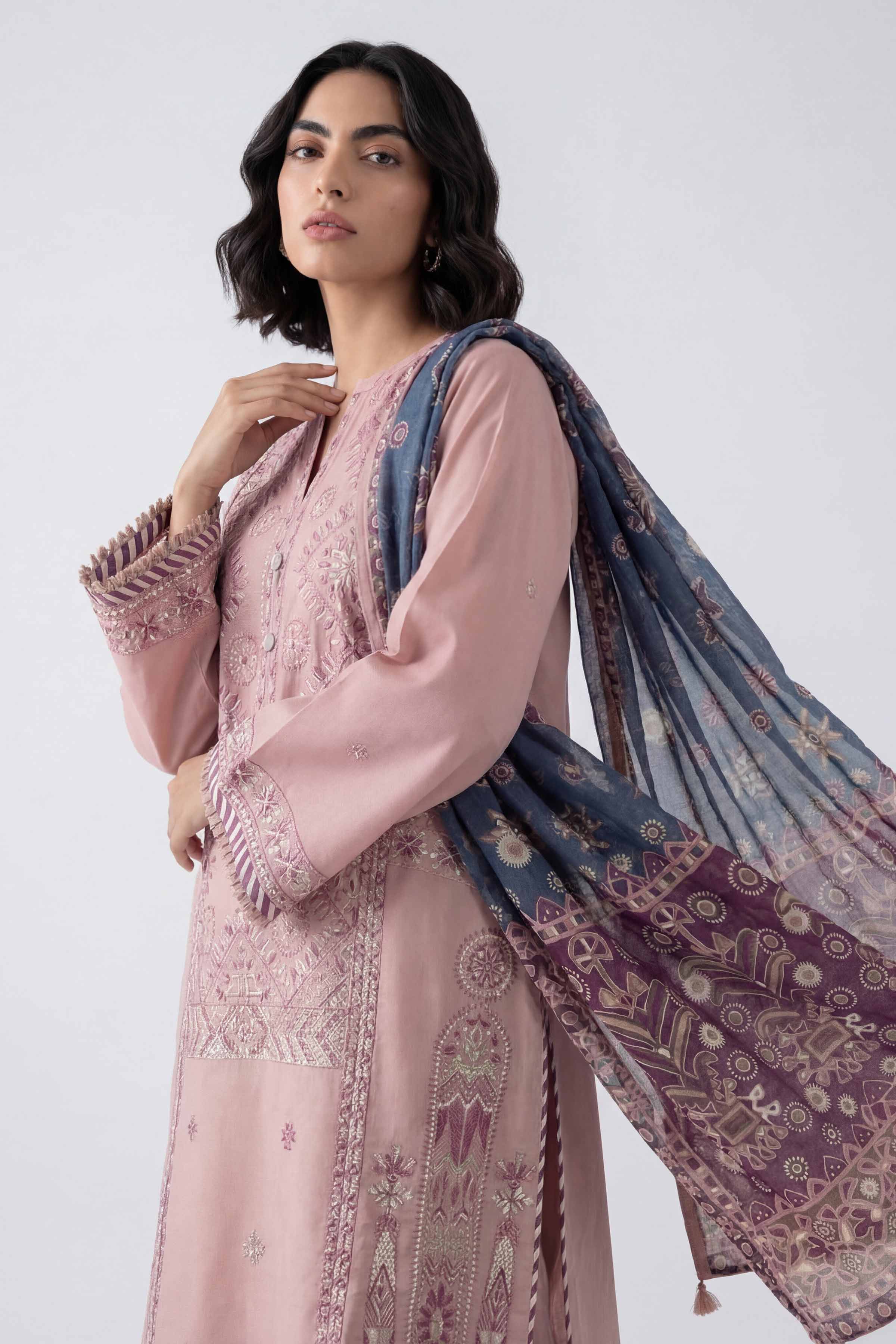 3 Piece - Digital Printed Embroidered Suit - 42601734 Pink Lawn 3PC Embroidered