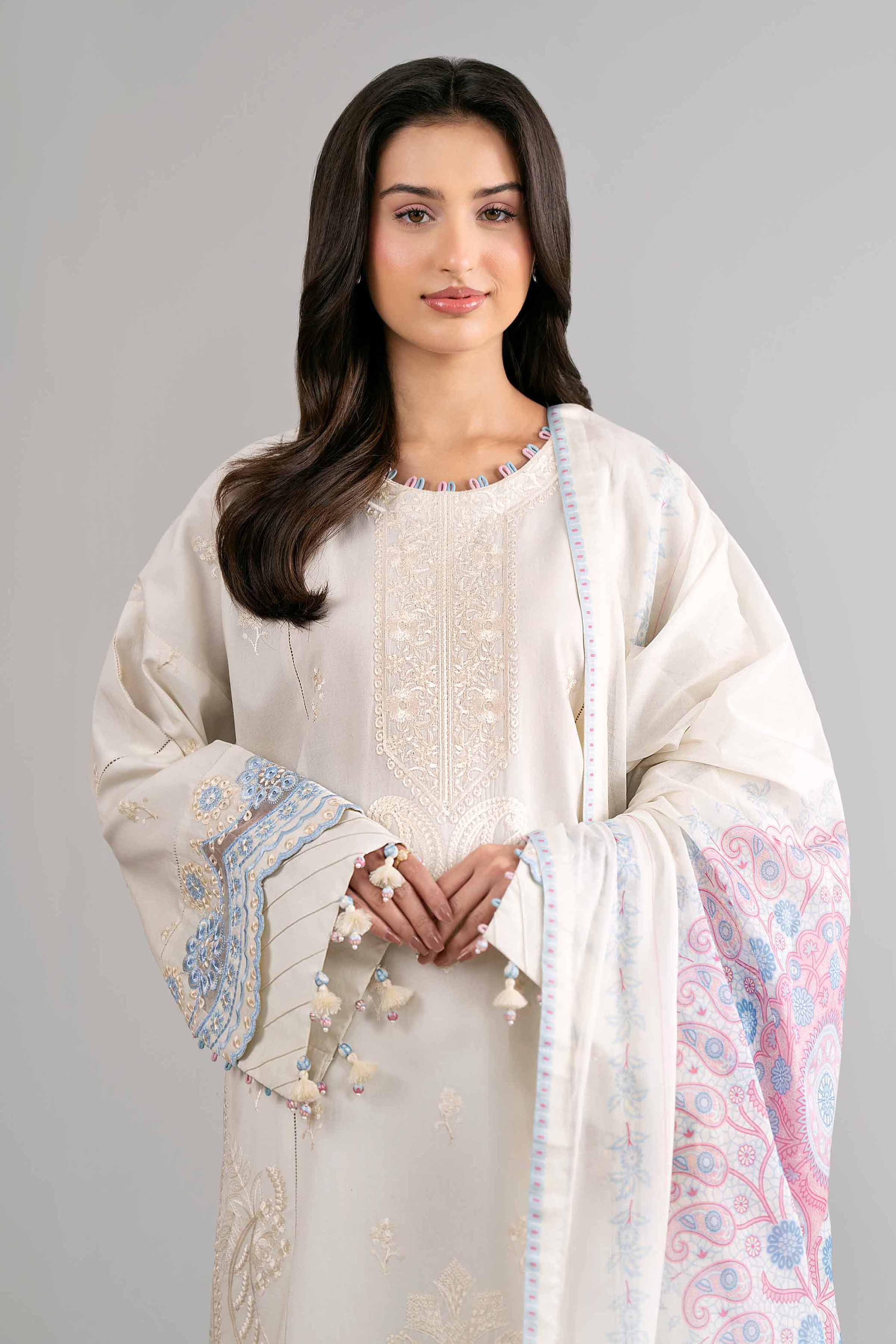 3 Piece - Digital Printed Embroidered Suit - 42601735 Off White Lawn 3PC Embroidered