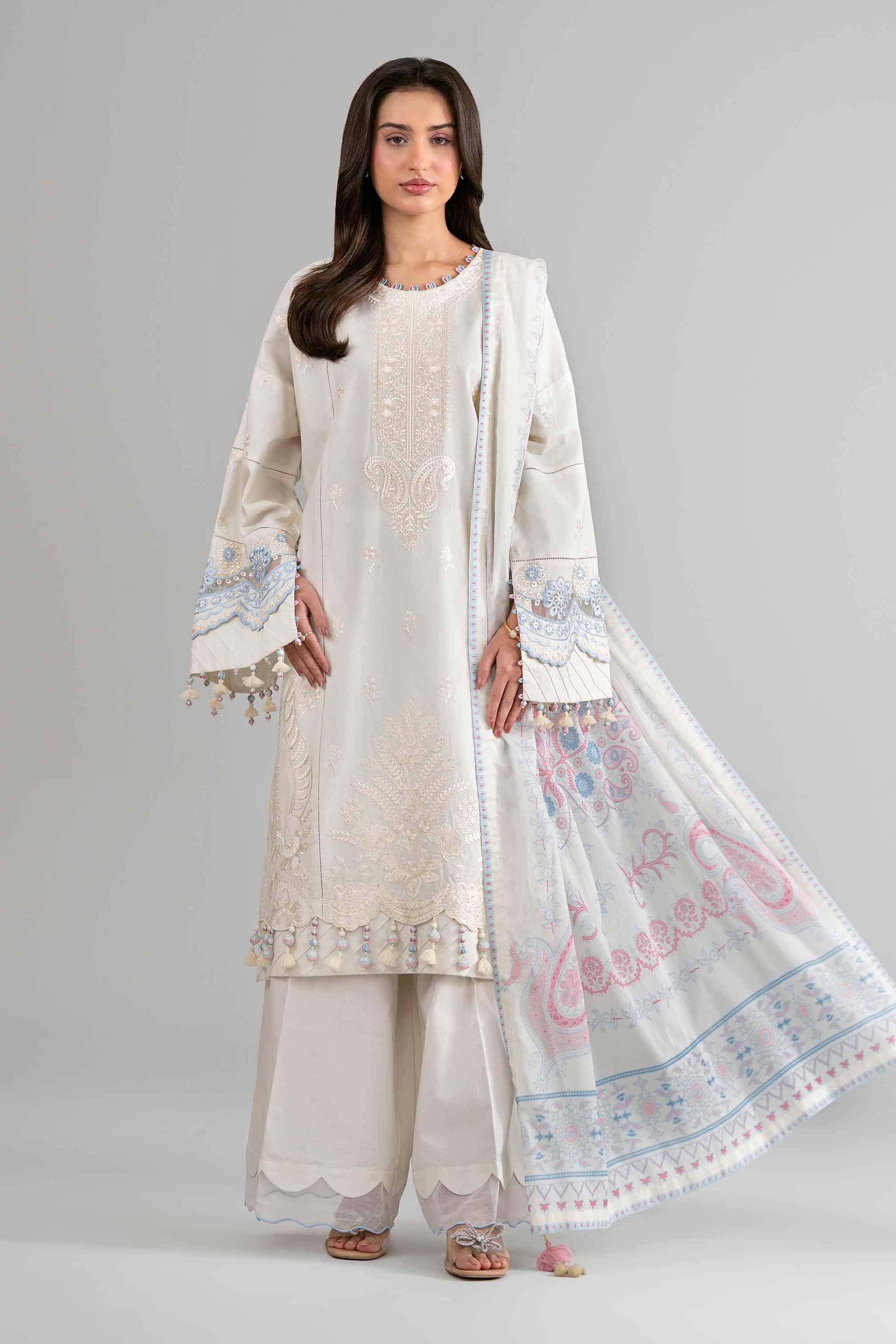 3 Piece - Digital Printed Embroidered Suit - 42601735 Off White Lawn 3PC Embroidered