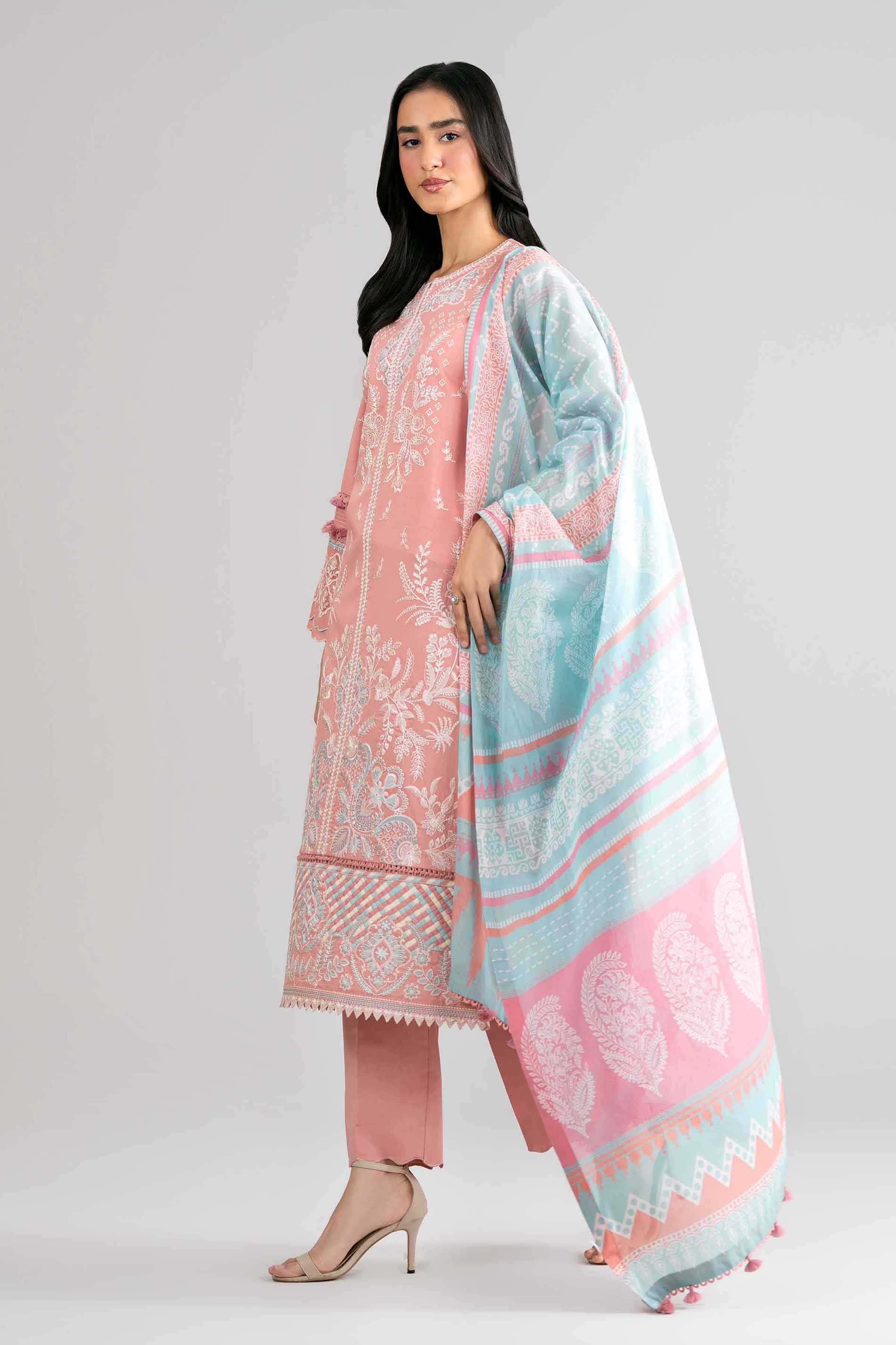 3 Piece - Digital Printed Embroidered Suit - 42601737 Pink Lawn 3PC Embroidered