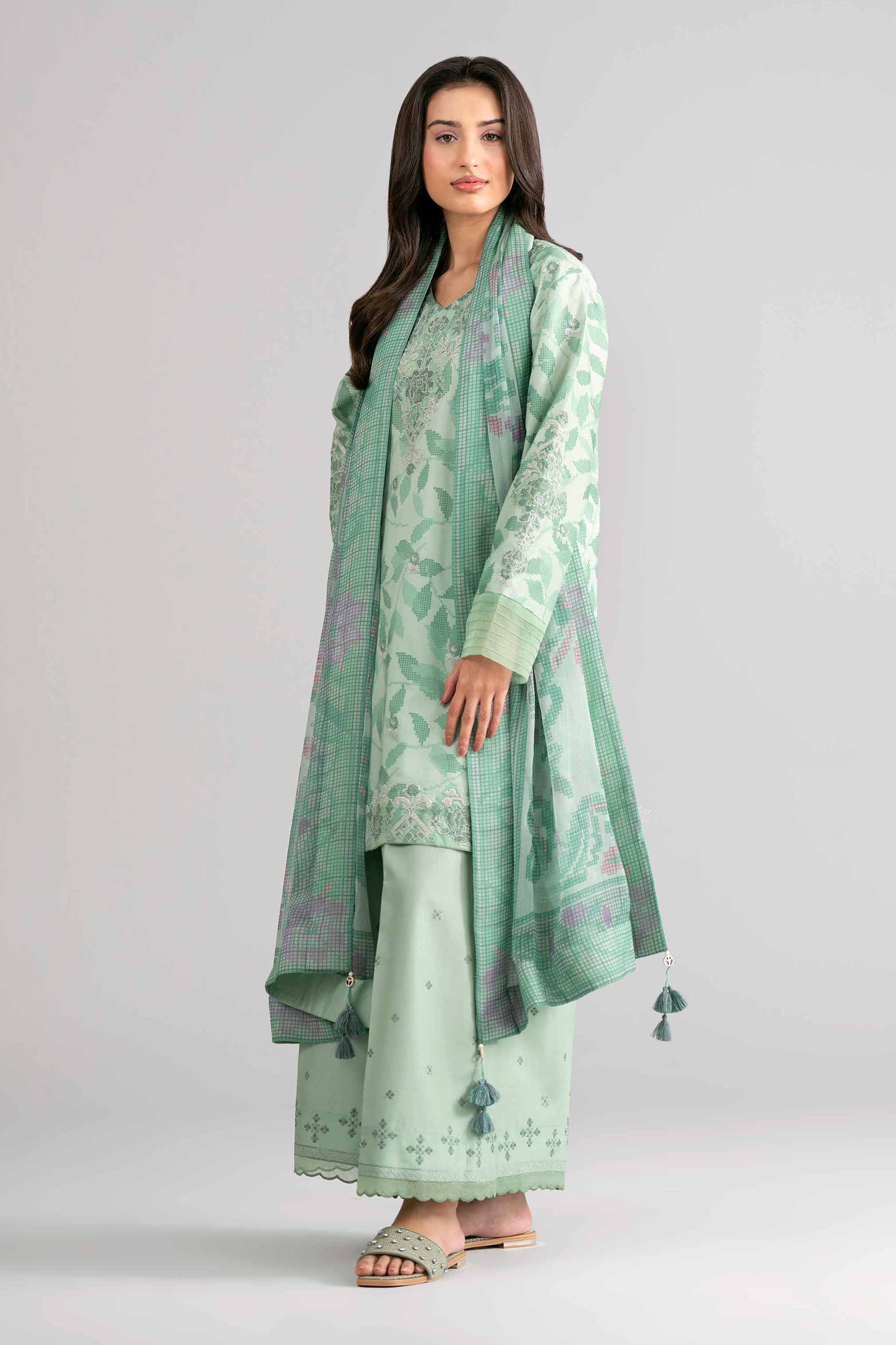 3 Piece - Digital Printed Embroidered Suit - 42601743 Nishat UAE  Lawn 3PC Embroidered