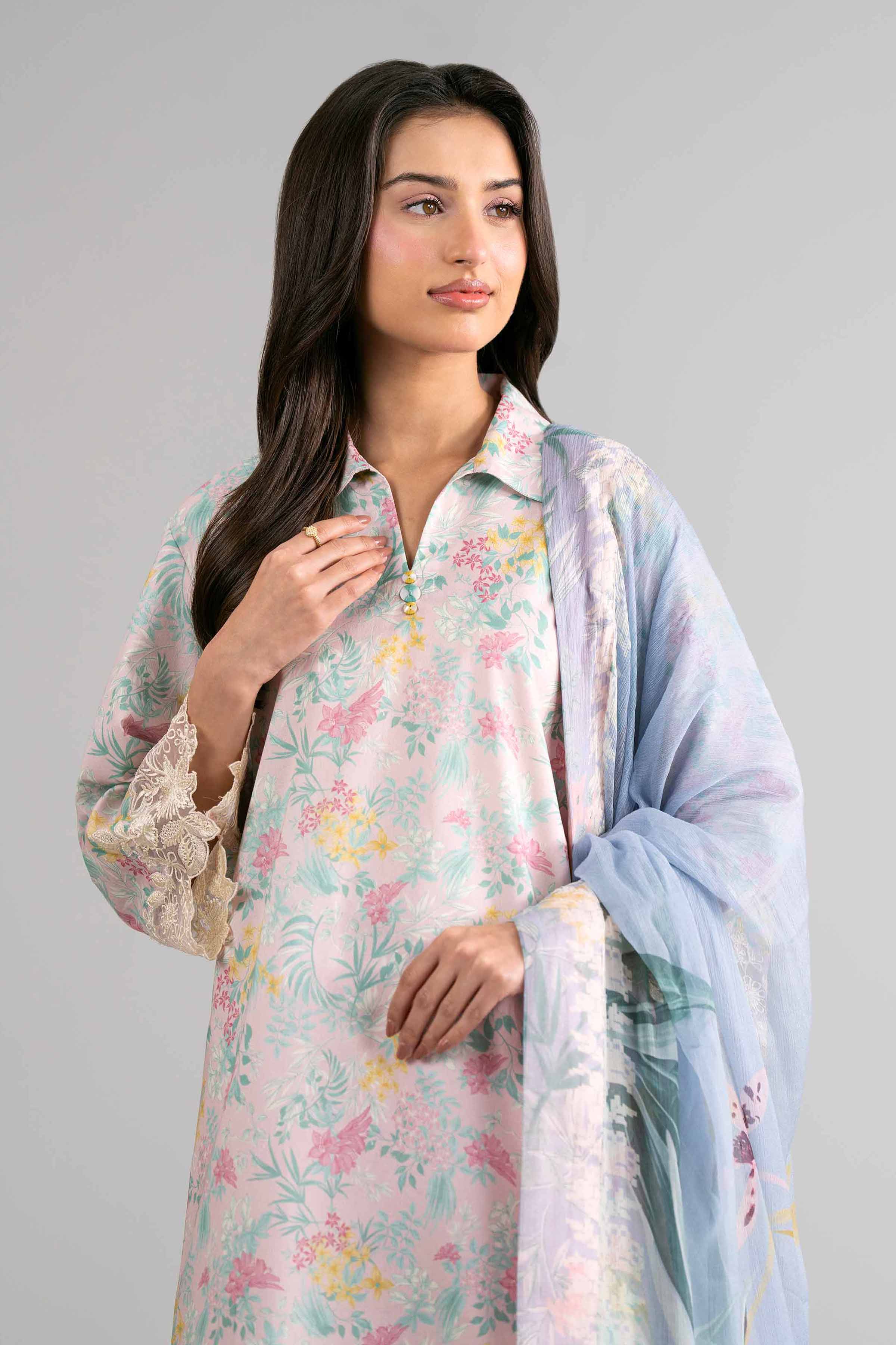 3 Piece - Digital Printed Embroidered Suit - 42601752 Pink Lawn 3PC Embroidered