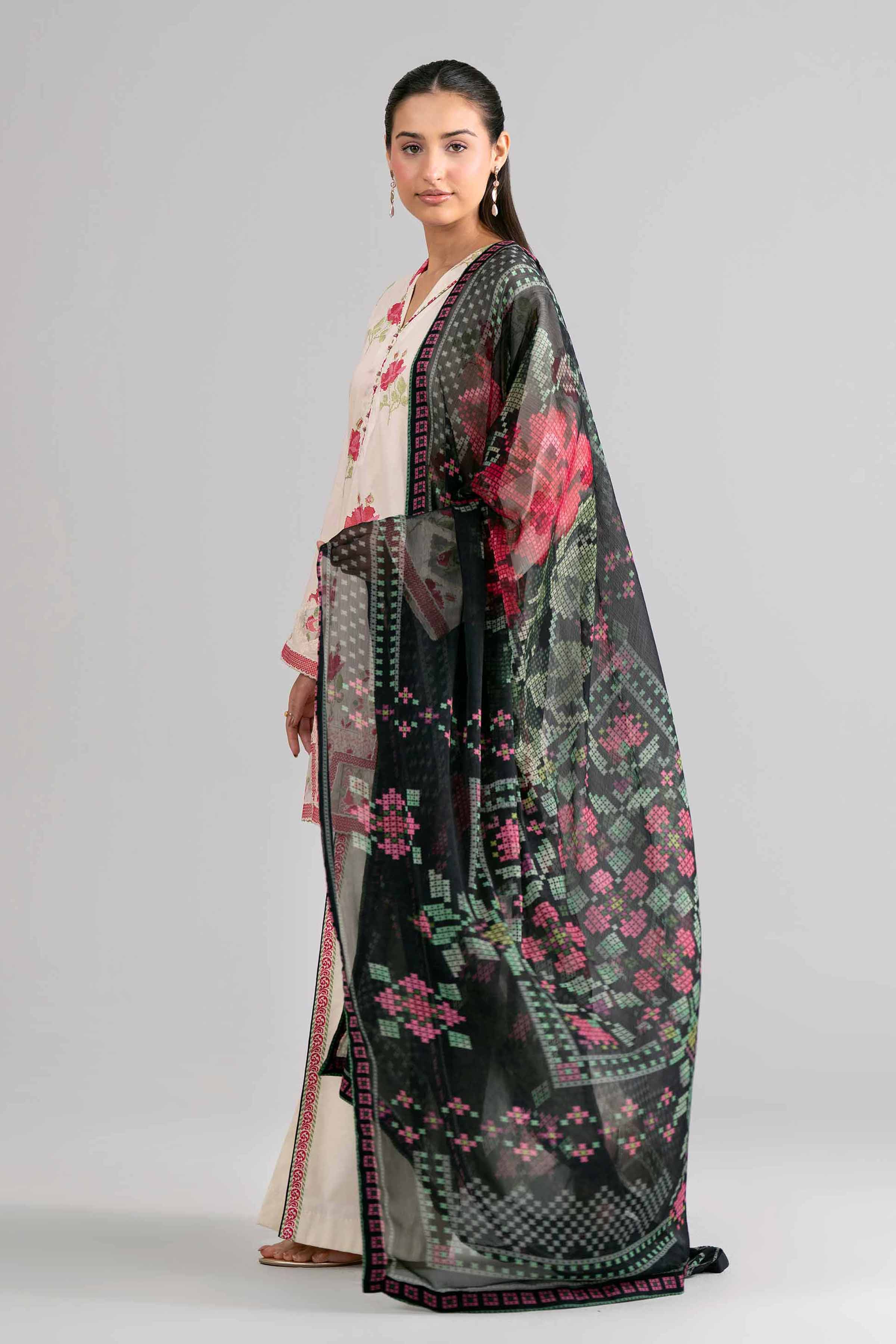 3 Piece - Digital Printed Embroidered Suit - 42601753 Cream Lawn 3PC Embroidered