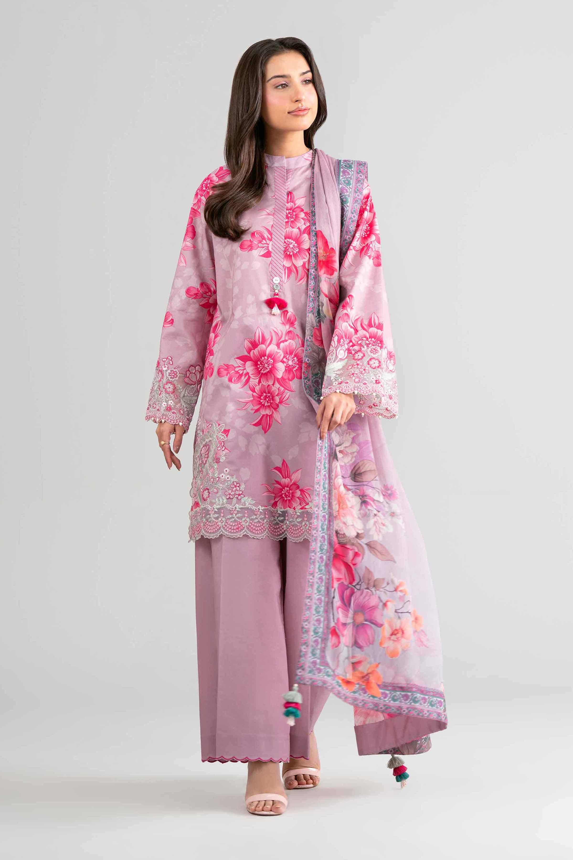 3 Piece - Digital Printed Embroidered Suit - 42601754 Purple Lawn 3PC Embroidered