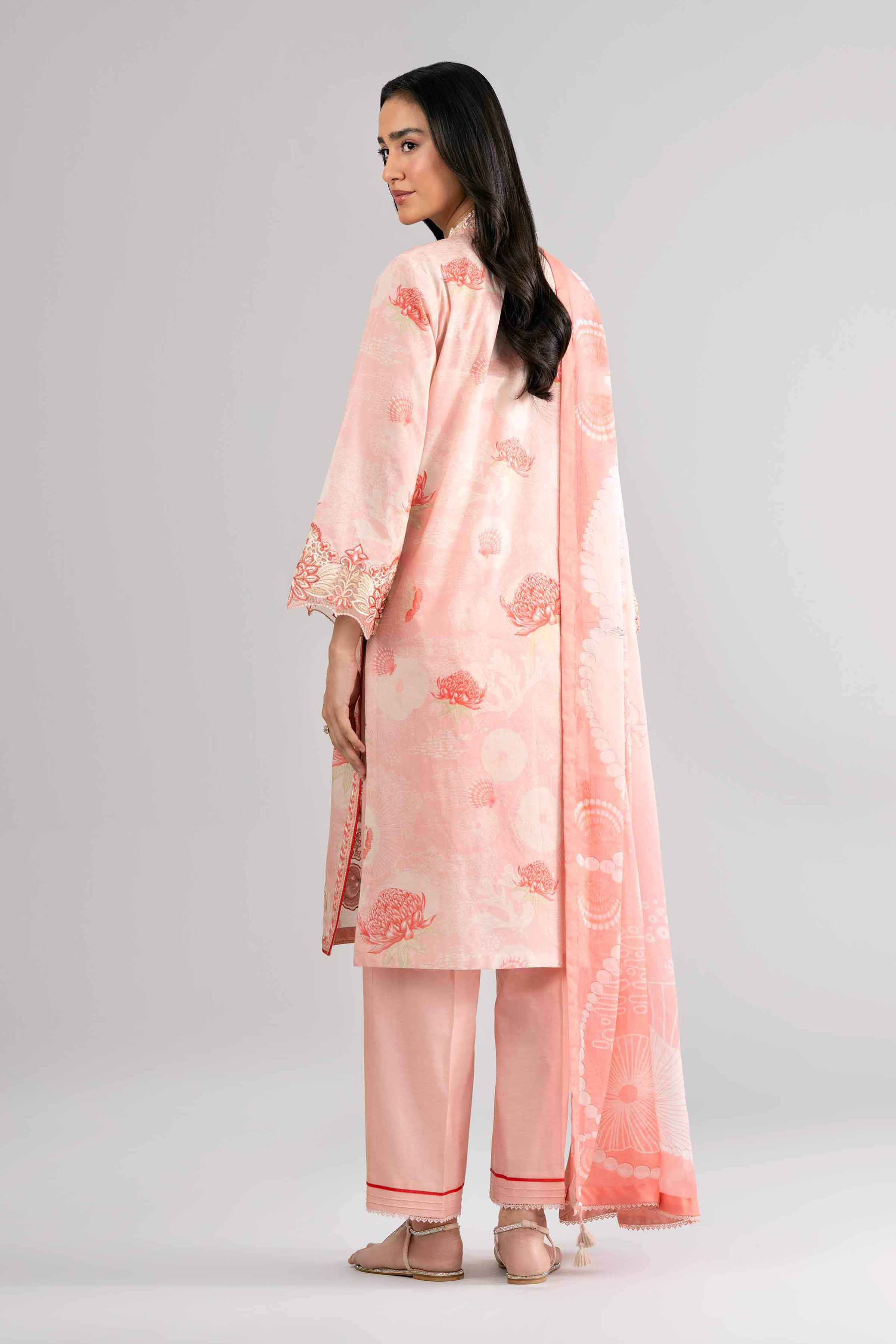 3 Piece - Digital Printed Embroidered Suit - 42601756 Pink Lawn 3PC Embroidered