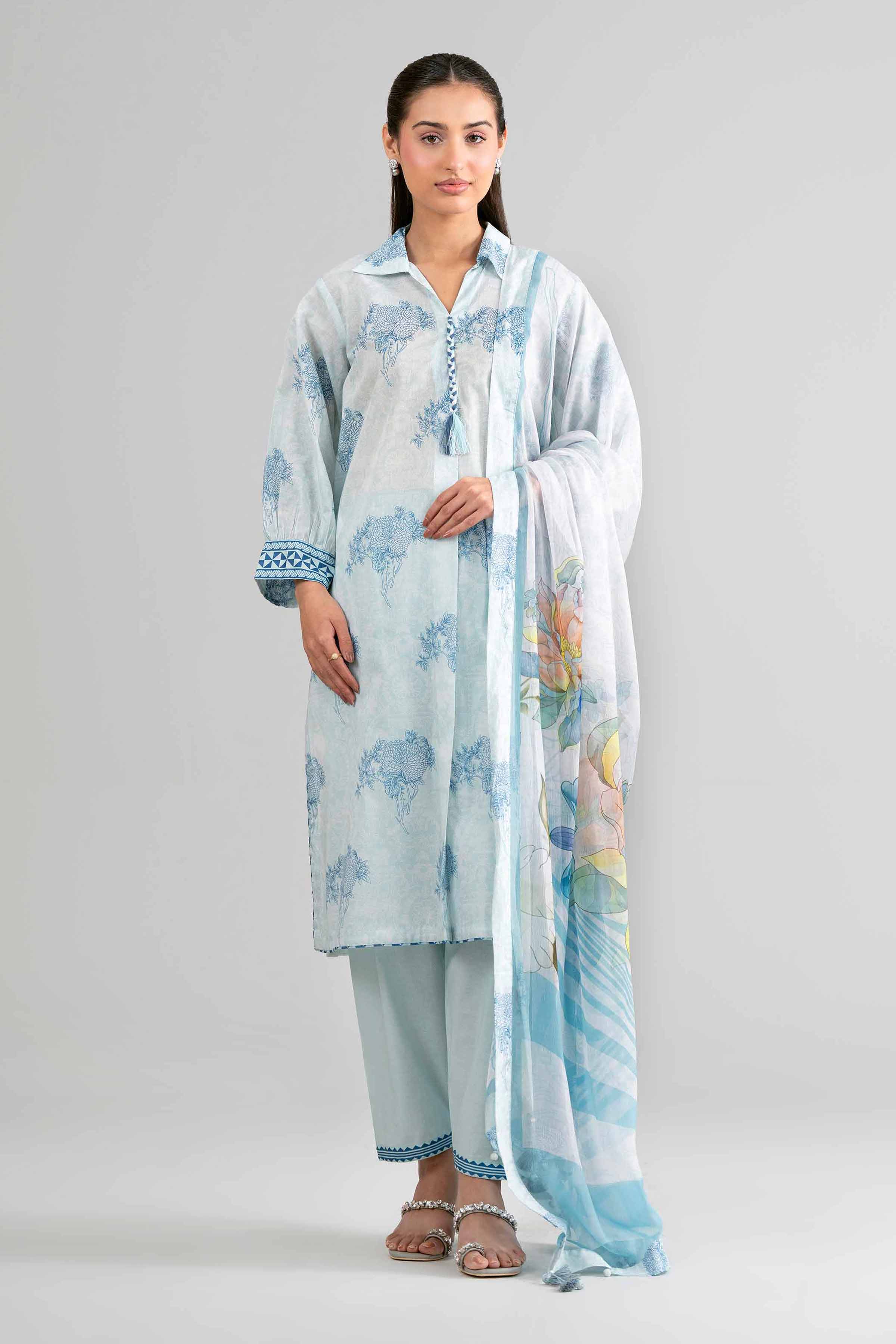 3 Piece - Digital Printed Suit - 42601760 Nishat UAE Blue Lawn 3PC Printed