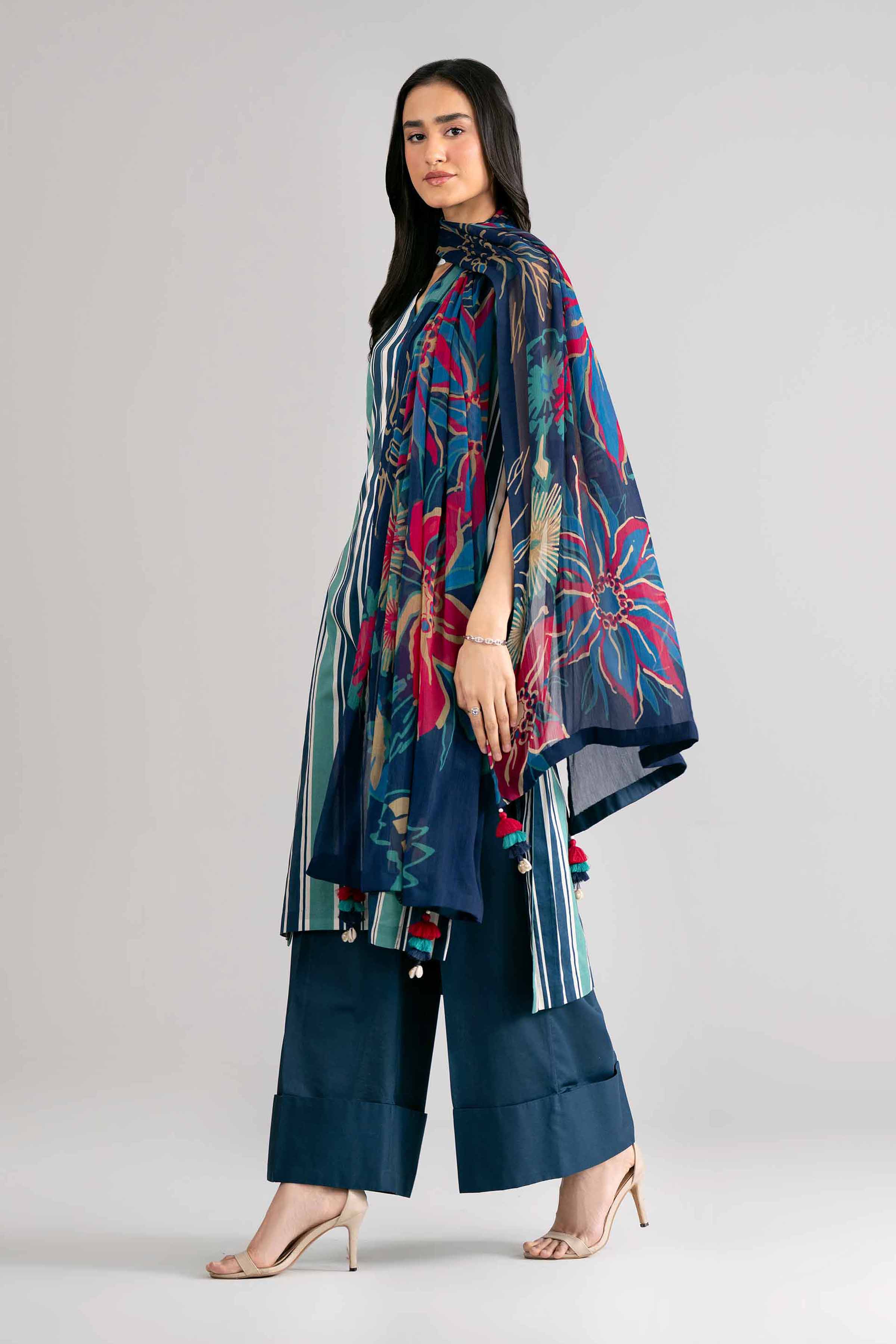 3 Piece - Digital Printed Suit - 42601765 Blue Lawn 3PC Printed
