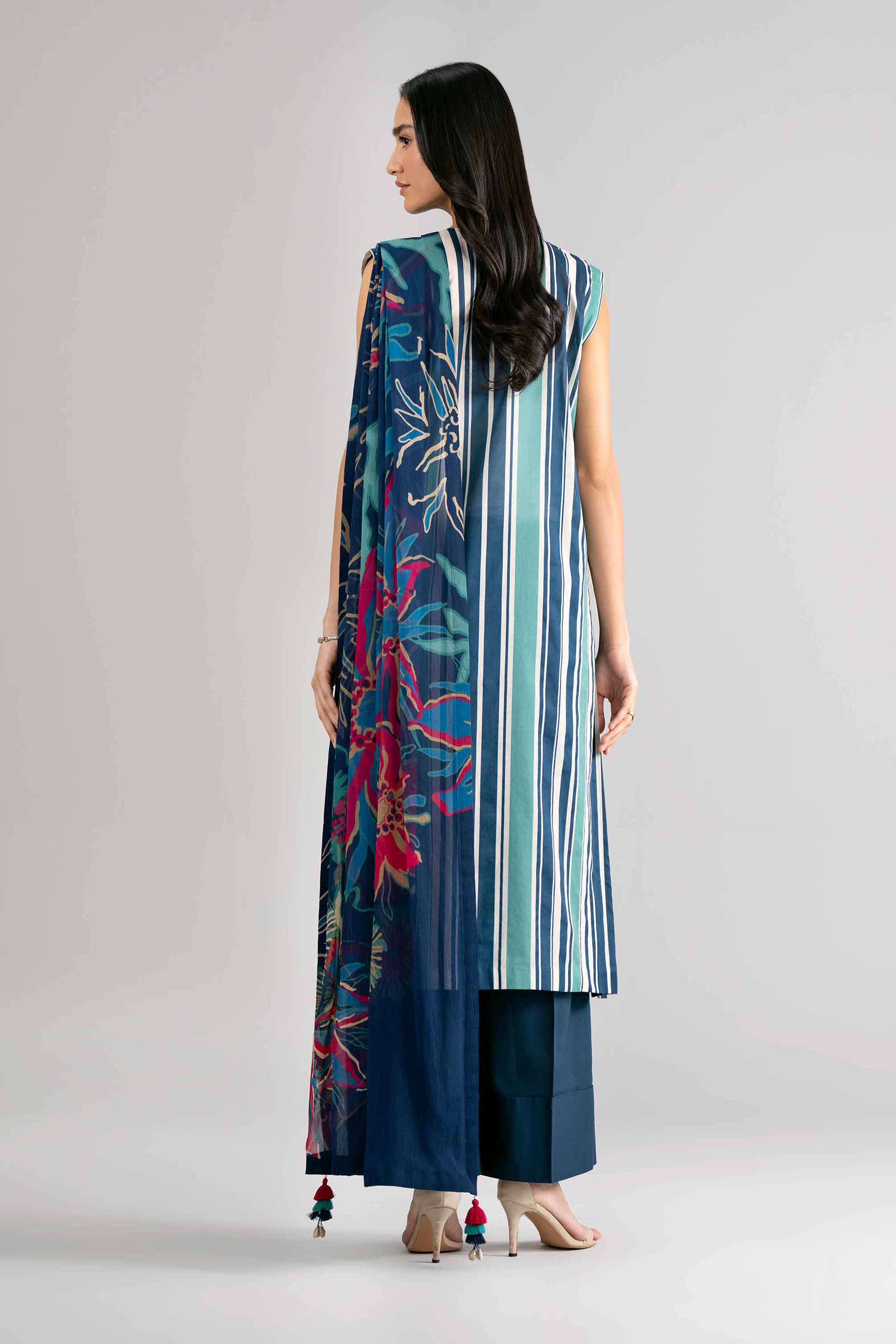 3 Piece - Digital Printed Suit - 42601765 Blue Lawn 3PC Printed