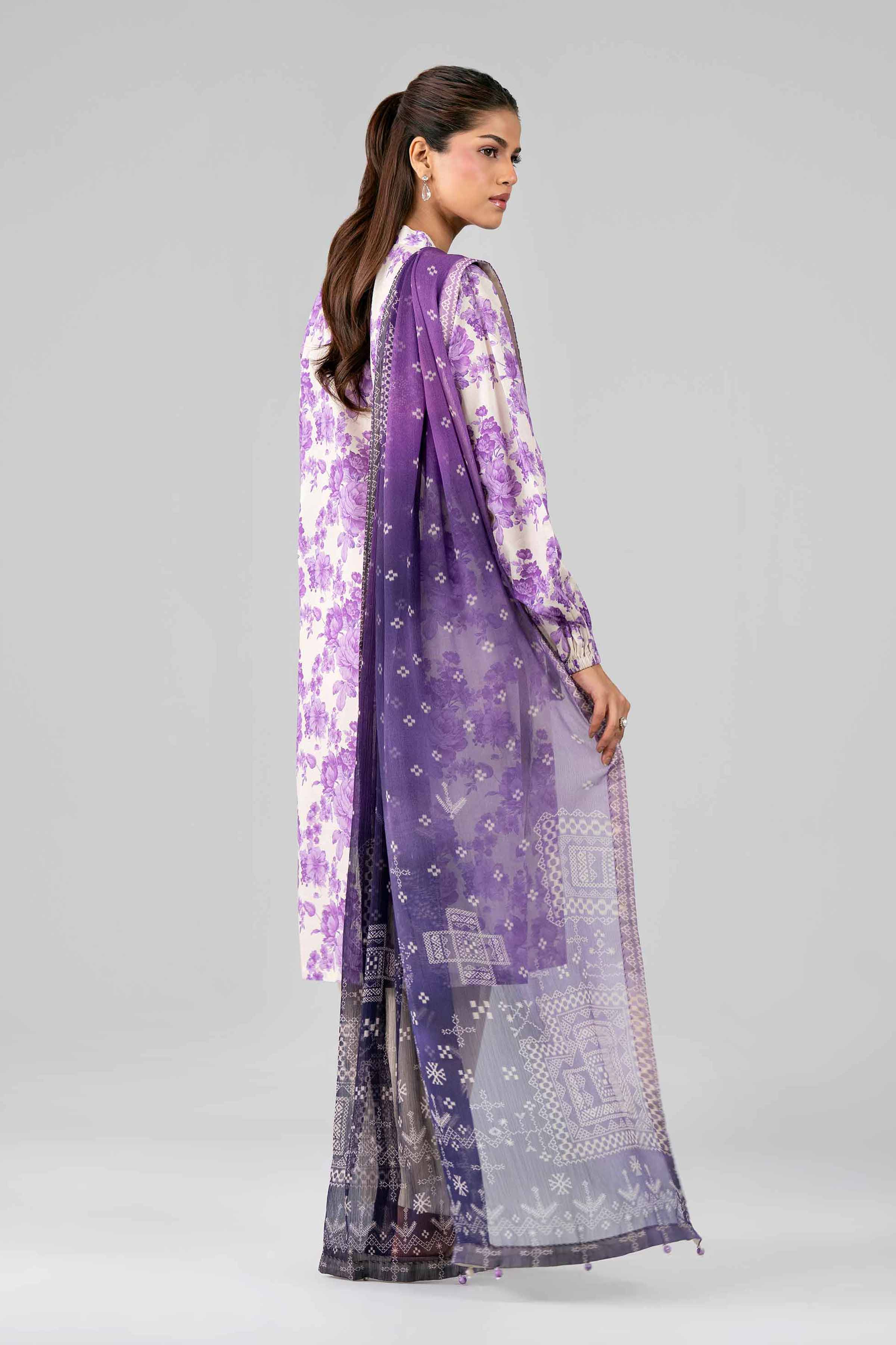 3 Piece - Digital Printed Suit - 42601766 Purple Lawn 3PC Printed