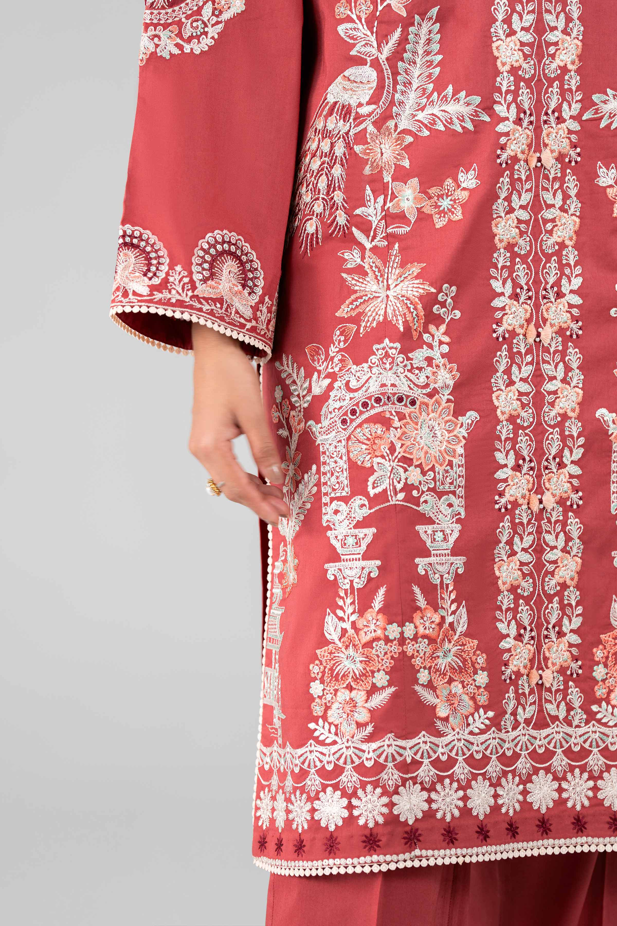3 Piece - Digital Printed Embroidered Suit - 42601769 Red Lawn 3PC Embroidered