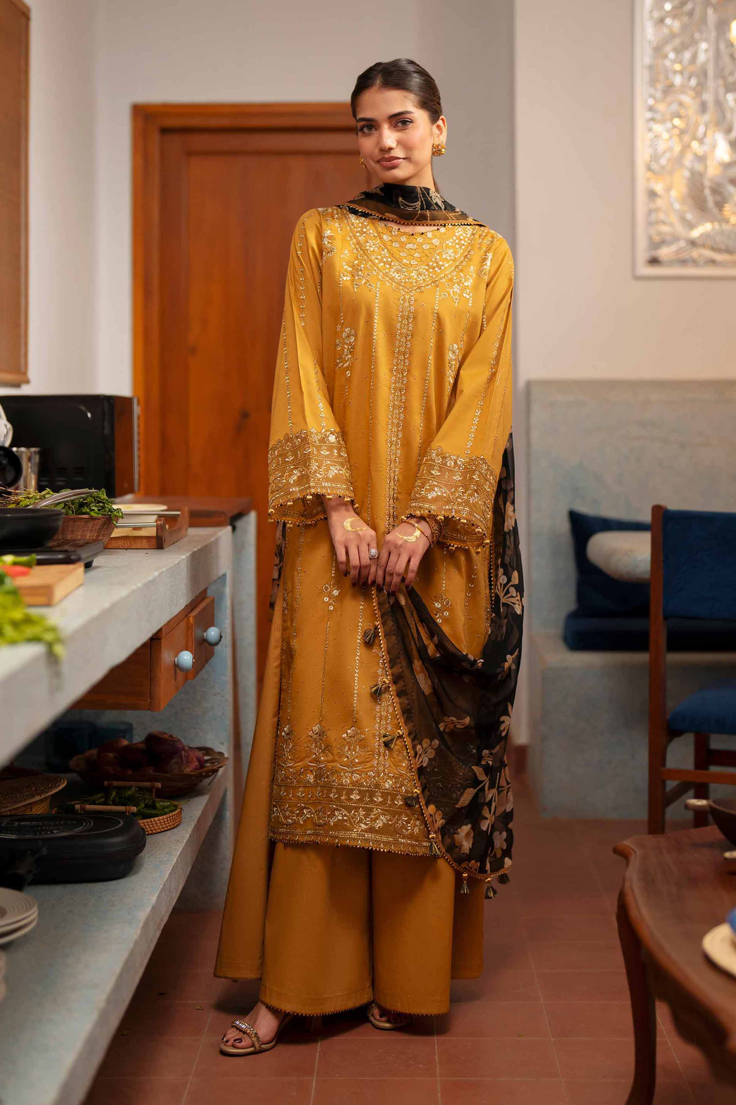 3 Piece - Digital Printed Embroidered Suit - 42601771 Yellow Lawn 3PC Embroidered