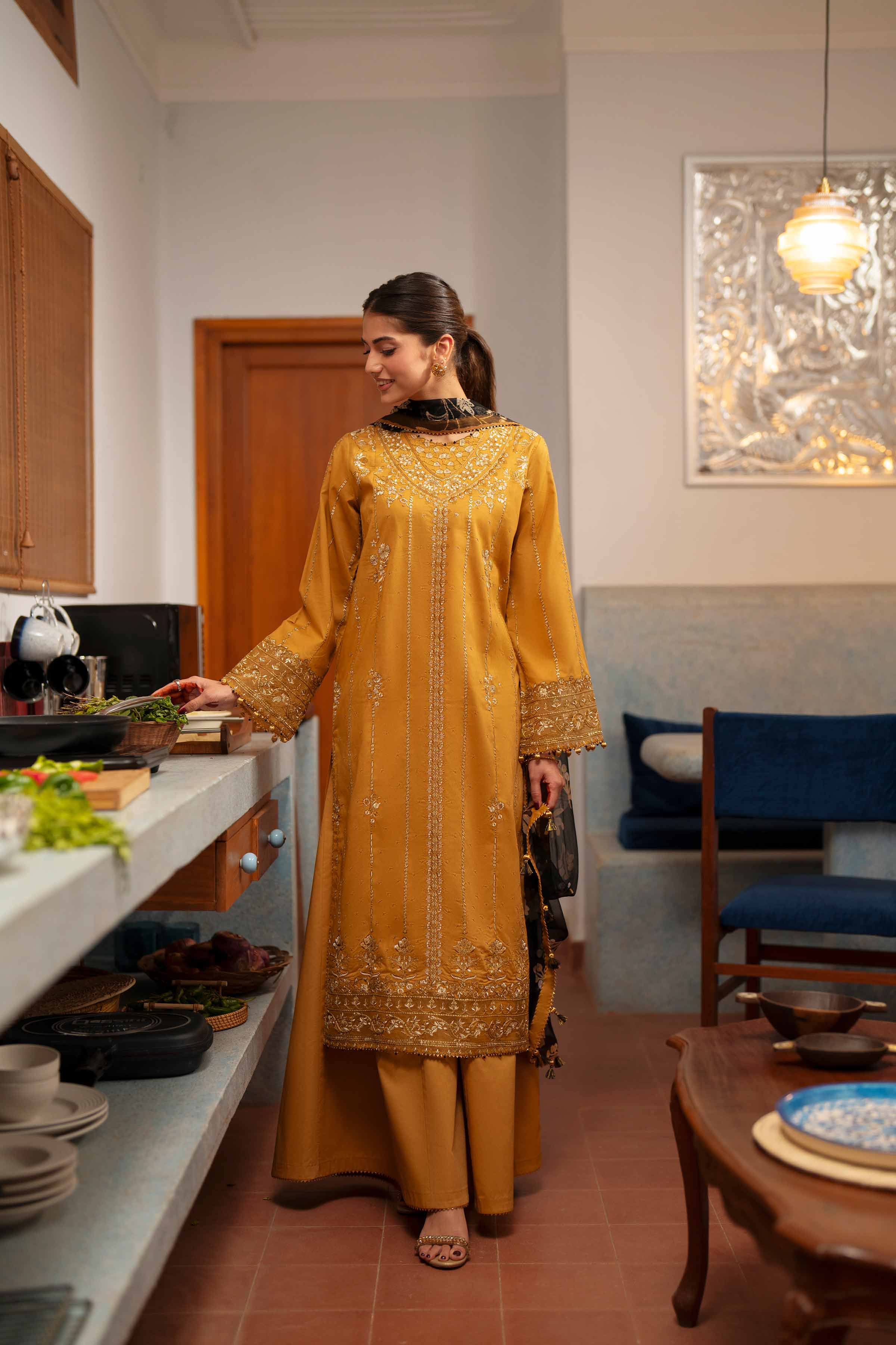 3 Piece - Digital Printed Embroidered Suit - 42601771 Yellow Lawn 3PC Embroidered