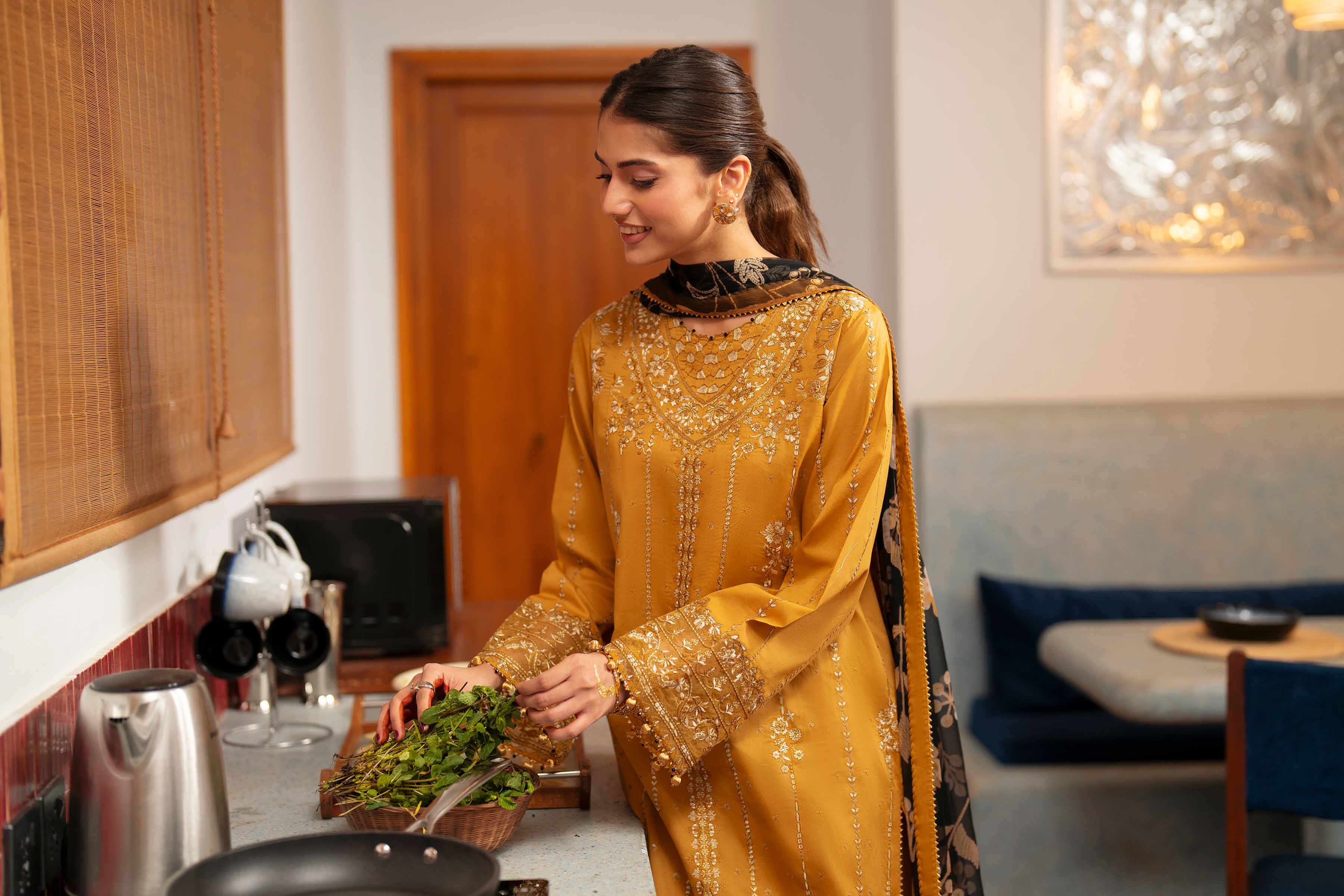 3 Piece - Digital Printed Embroidered Suit - 42601771 Yellow Lawn 3PC Embroidered