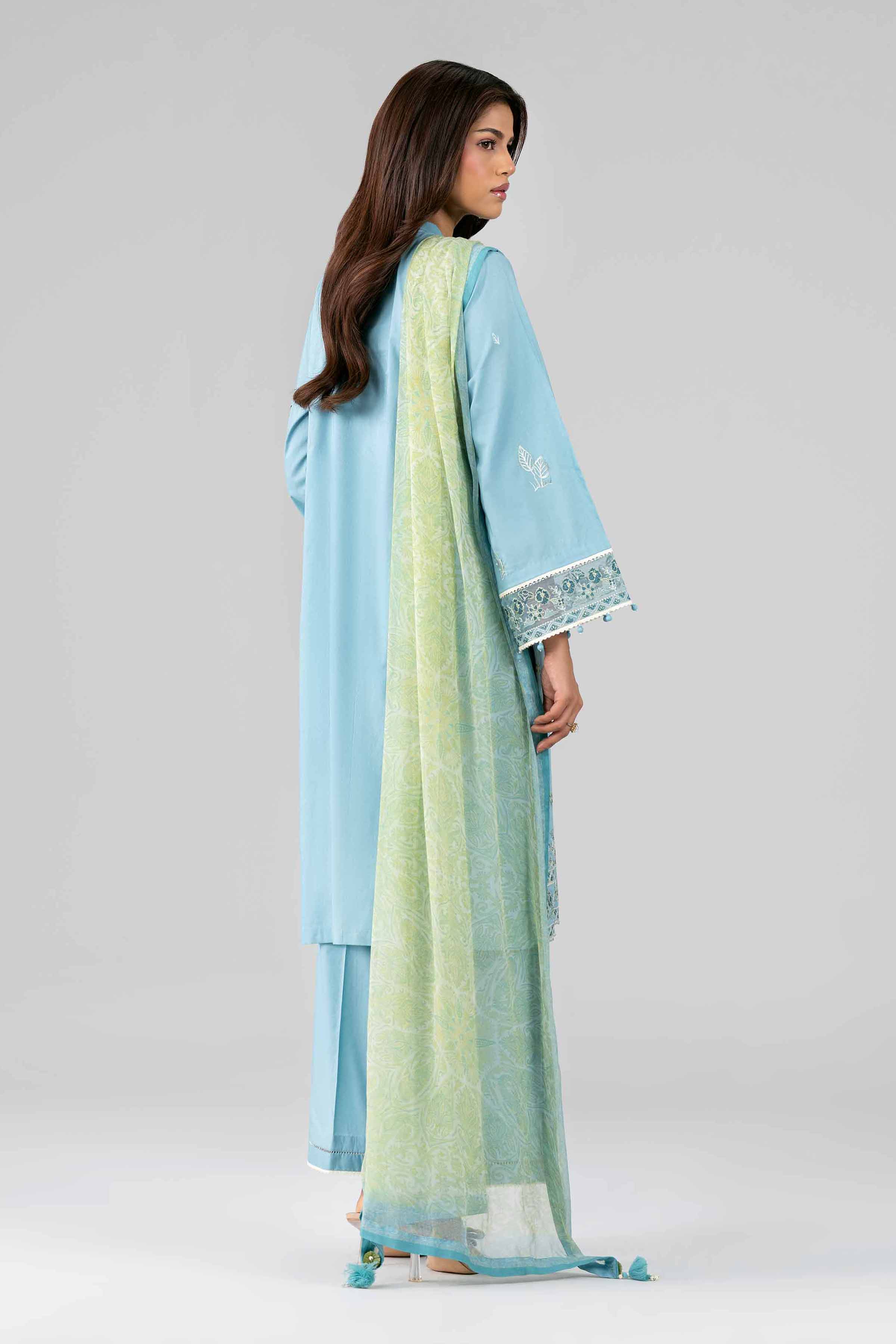 3 Piece - Digital Printed Embroidered Suit - 42601776 Blue Lawn 3PC Embroidered