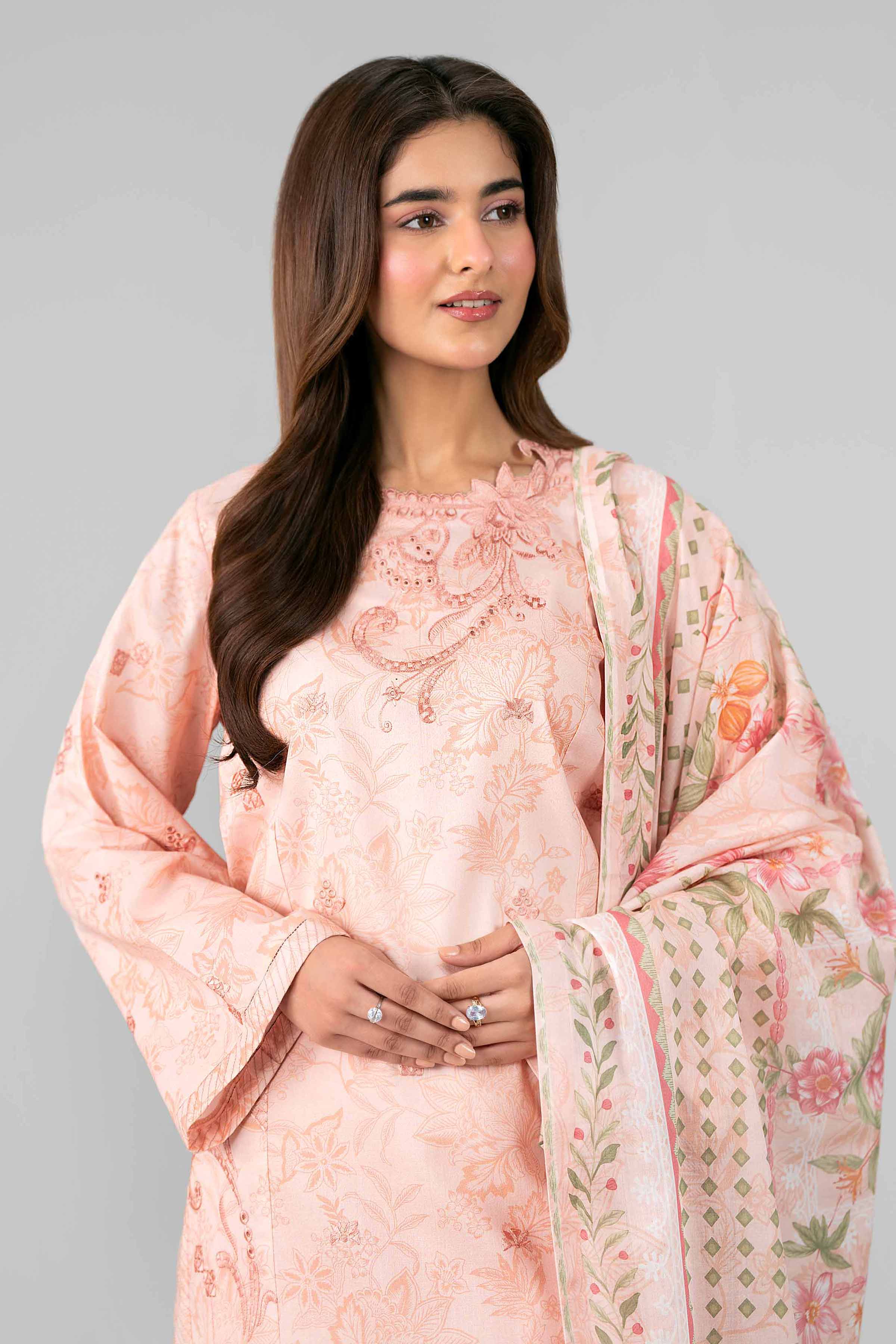 3 Piece - Printed Embroidered Suit - 42601781 Pink Lawn 3PC Embroidered
