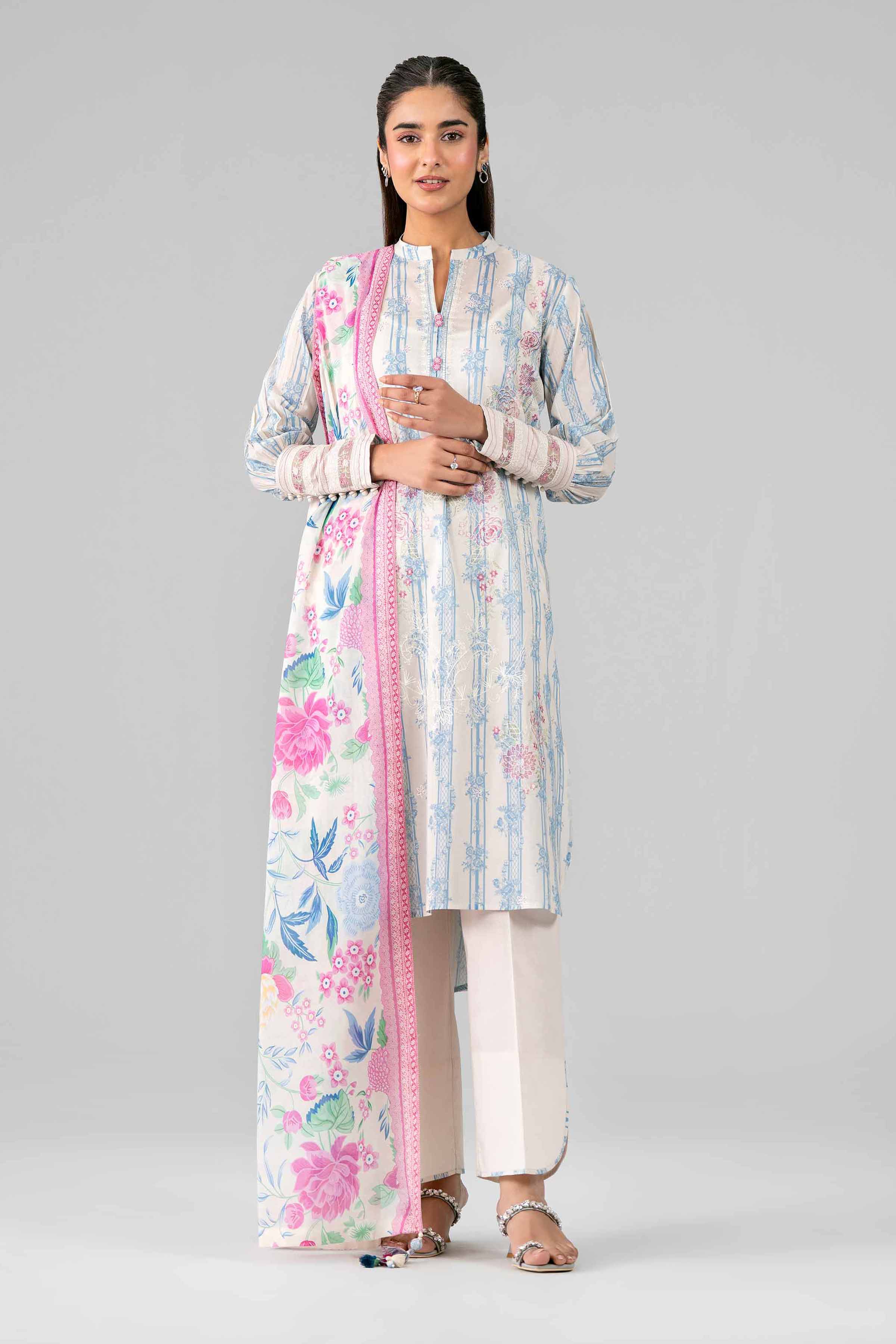 NISHAT UAE 3Pc Embroidered Unstitched Women Multi Lawn Suit