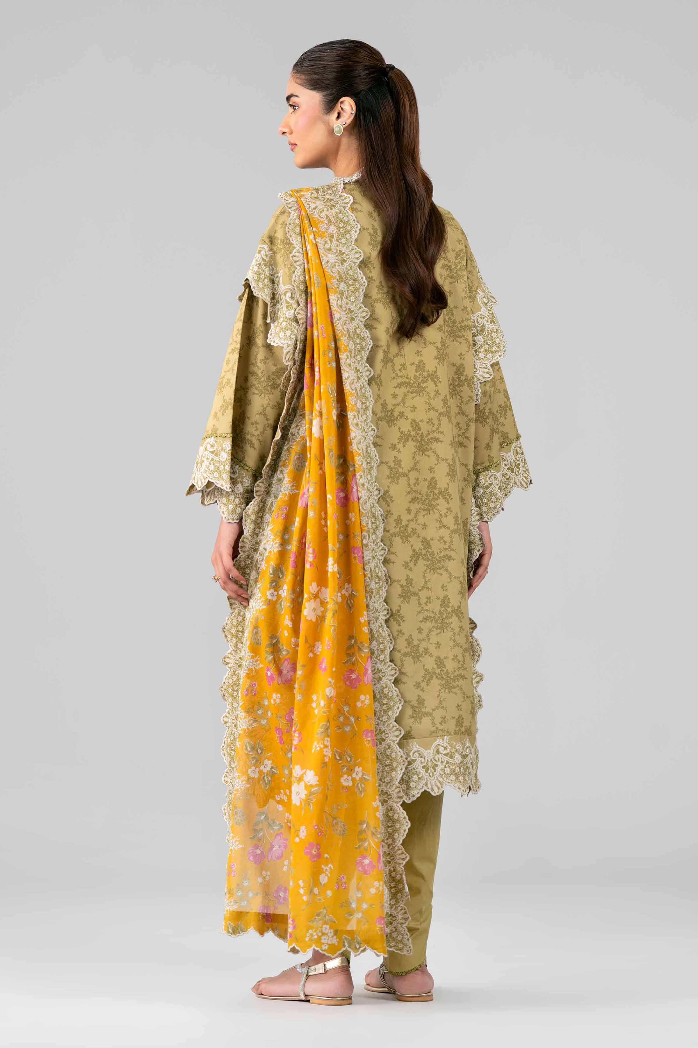 3 Piece - Printed Embroidered Suit - 42601785 Green Lawn 3PC Embroidered